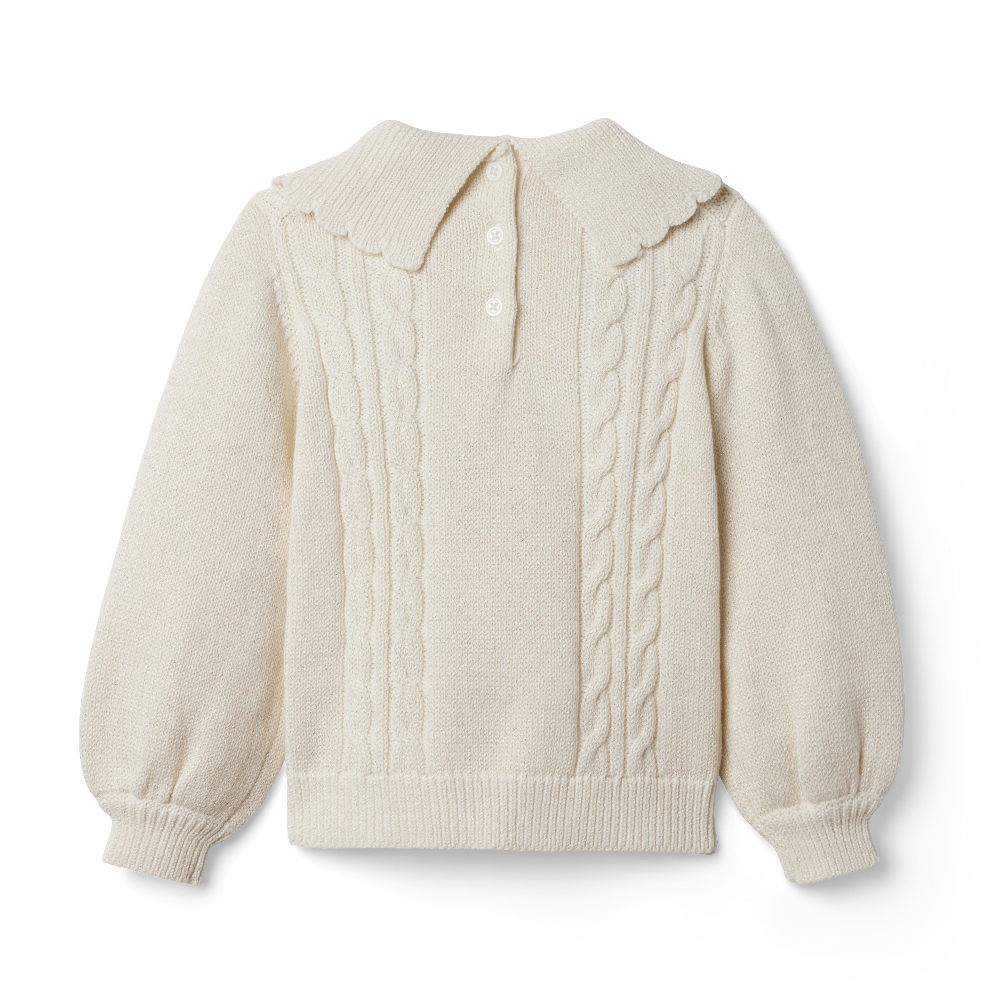 Cable Knit Scallop Collar Sweater image number 2