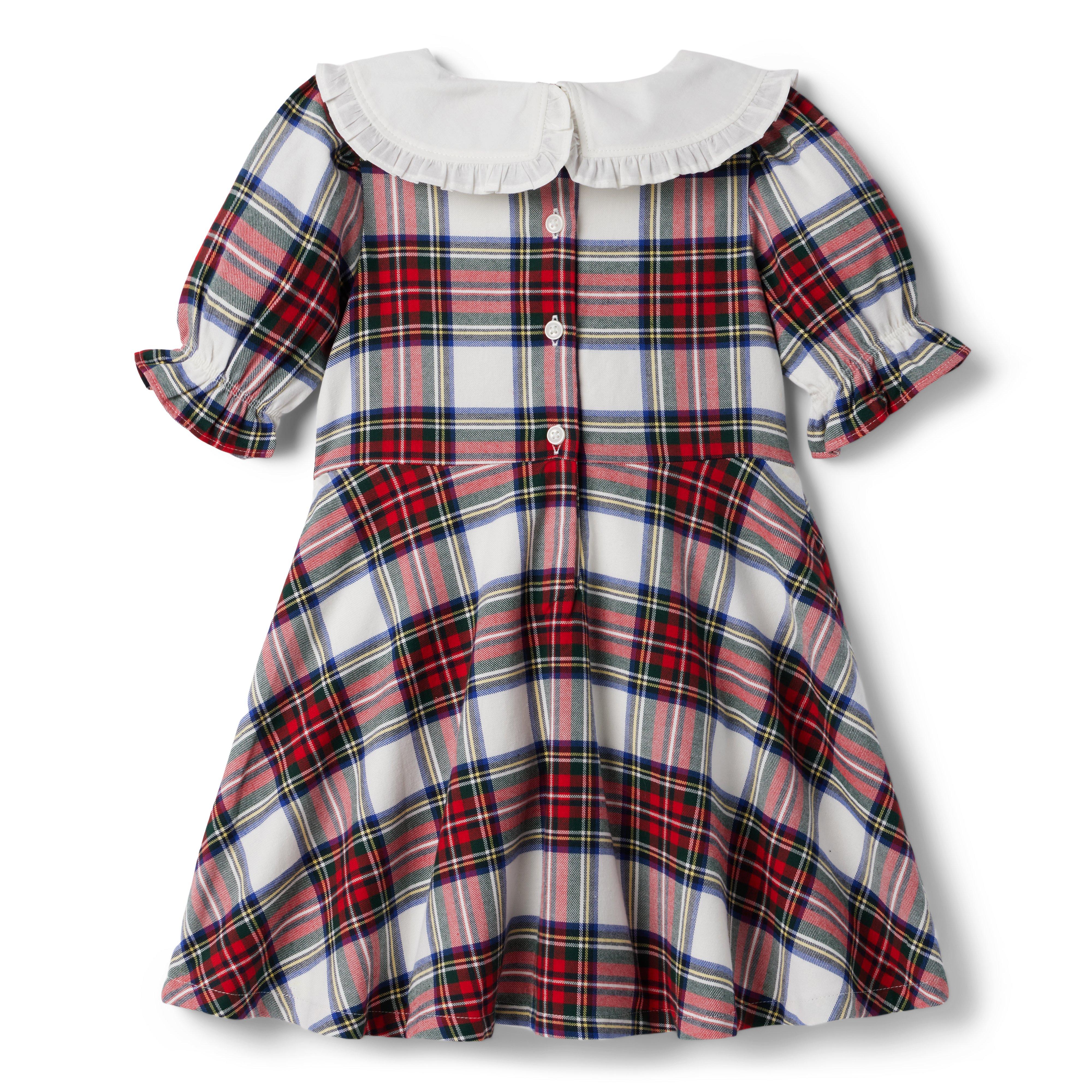 Plaid Ruffle Collar Twill Dress image number 1