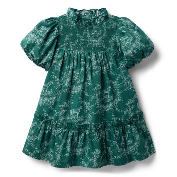 Janie and Jack The Olivia Floral Equestrian Smocked Dress