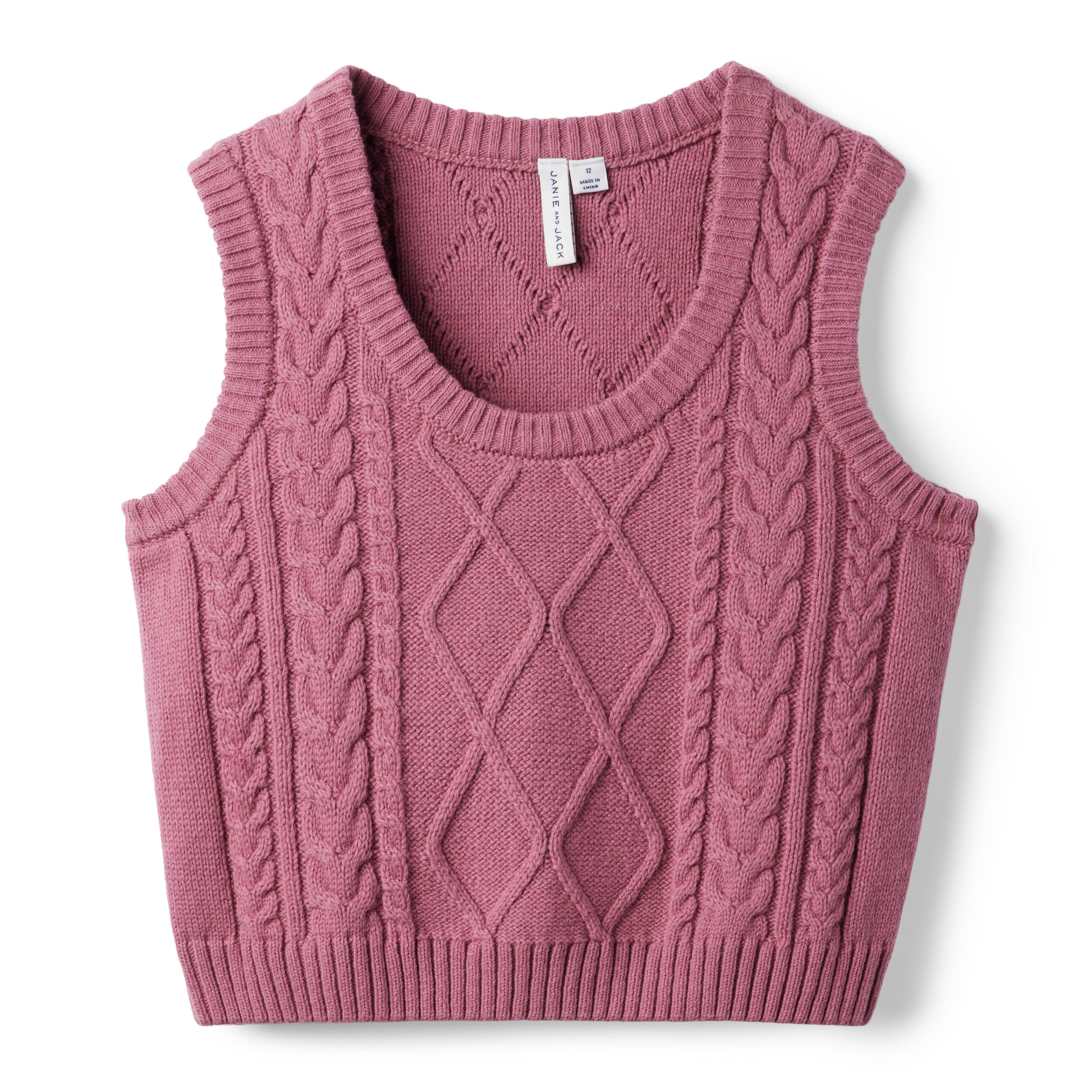 Cable Knit Cropped Sweater Vest image number 0