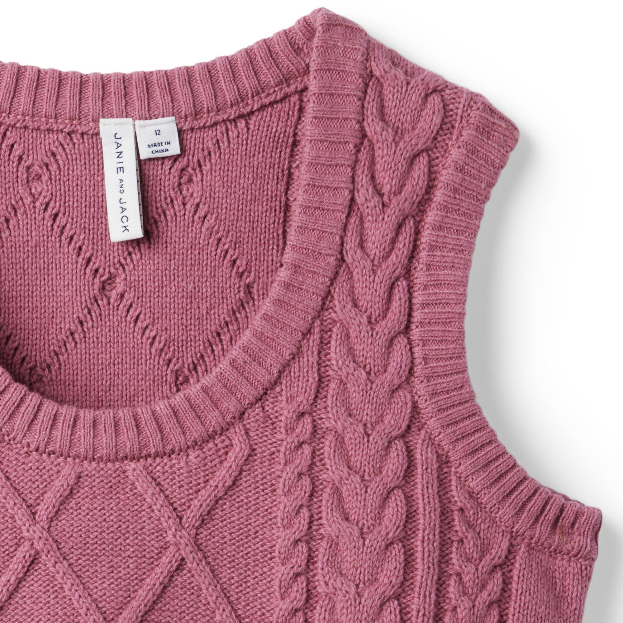 Cable Knit Cropped Sweater Vest image number 2