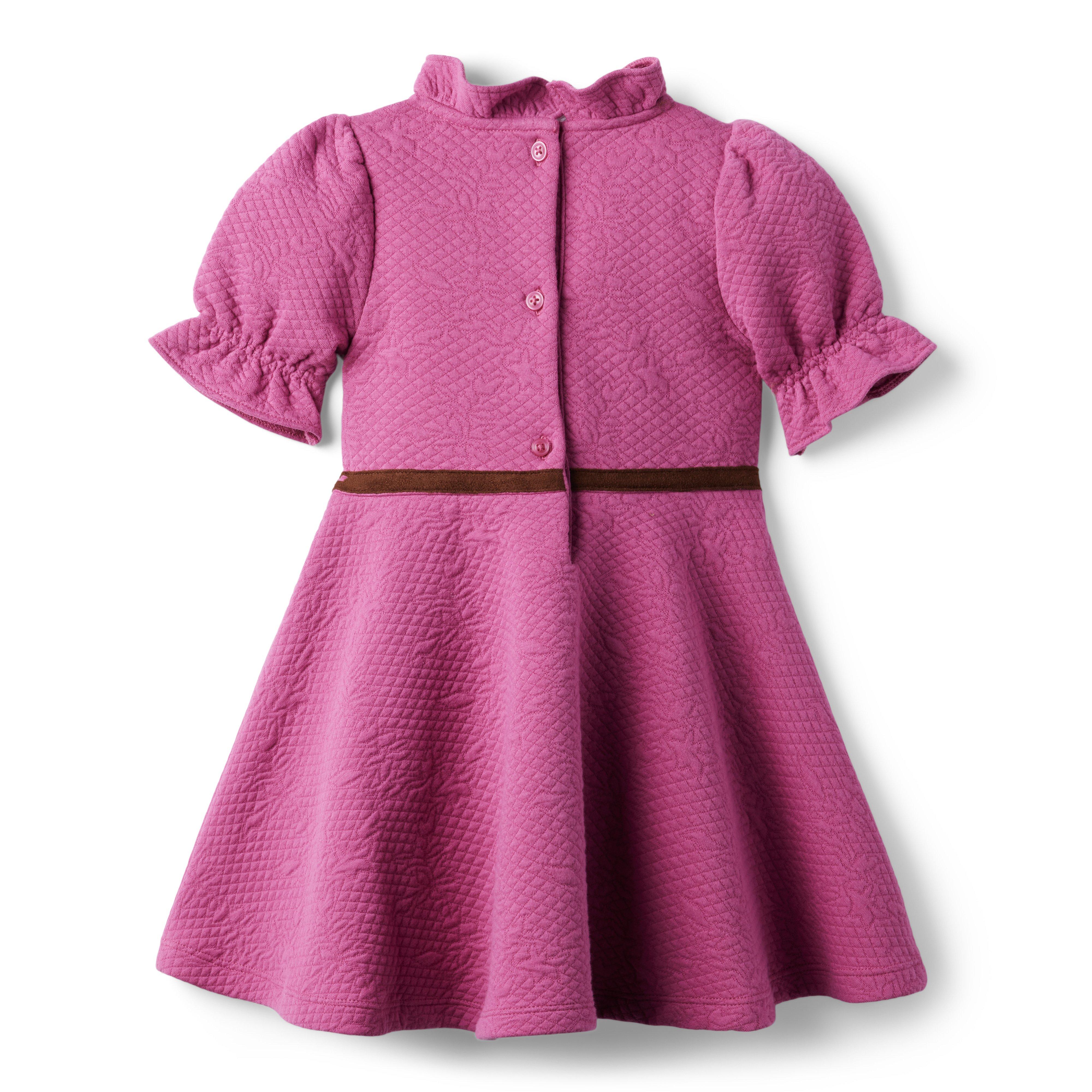 Girl Pink Violet Quilted Jacquard Puff Sleeve Dress by Janie and Jack