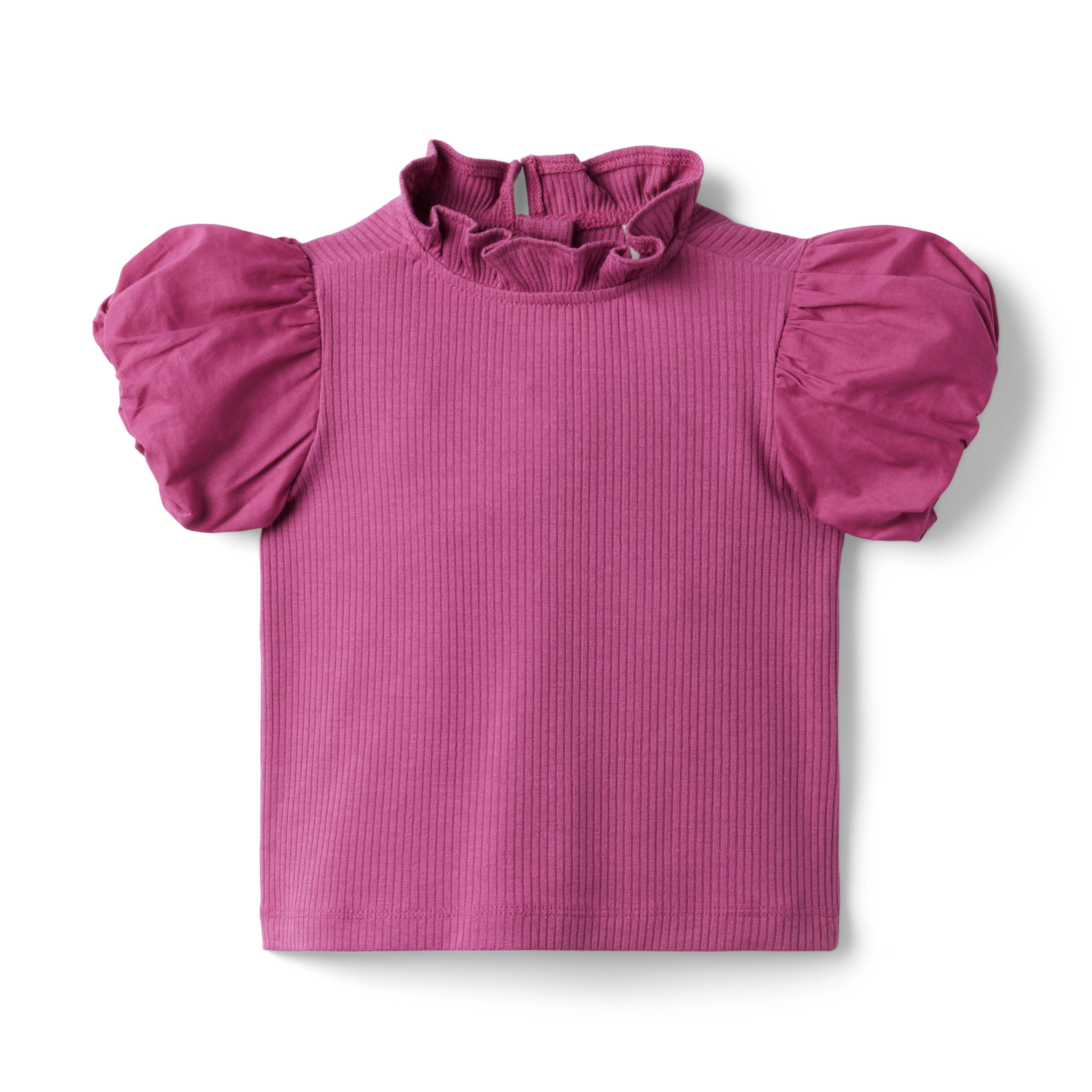 Ribbed Bubble Sleeve Top