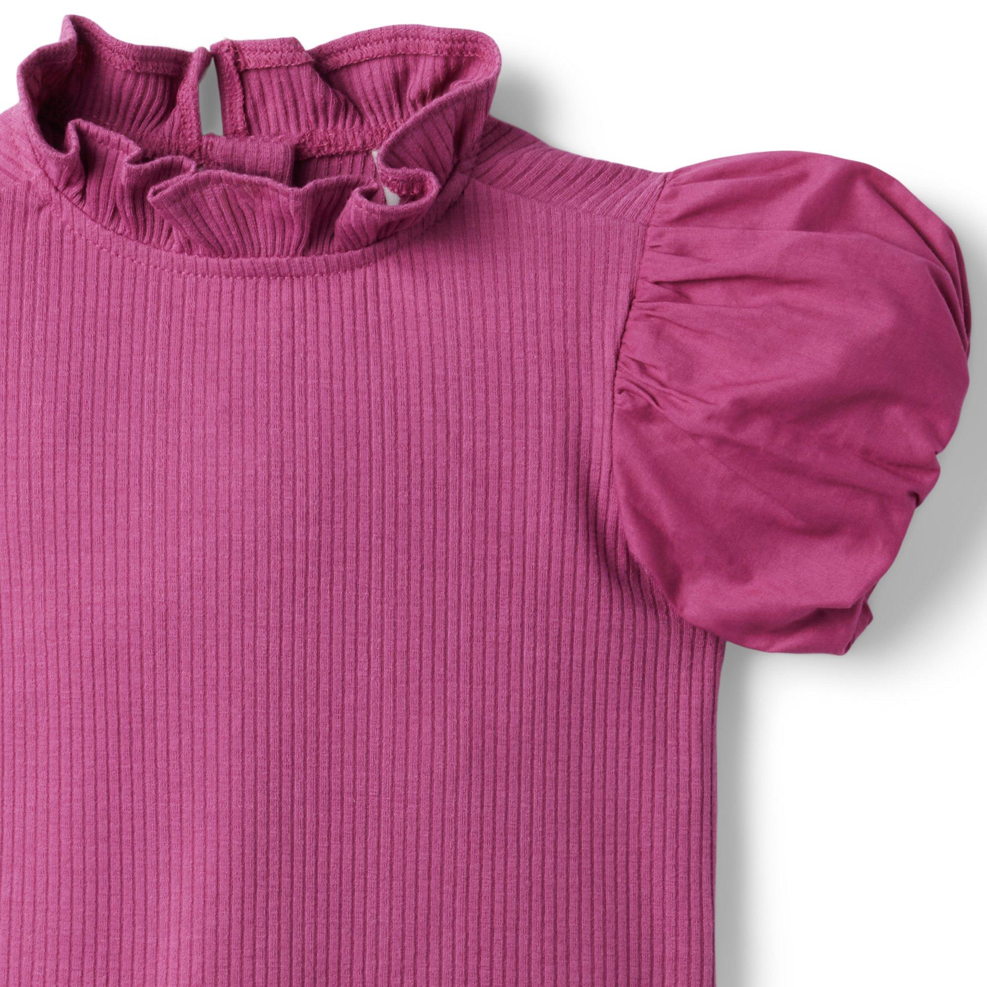 Ribbed Bubble Sleeve Top image number 3