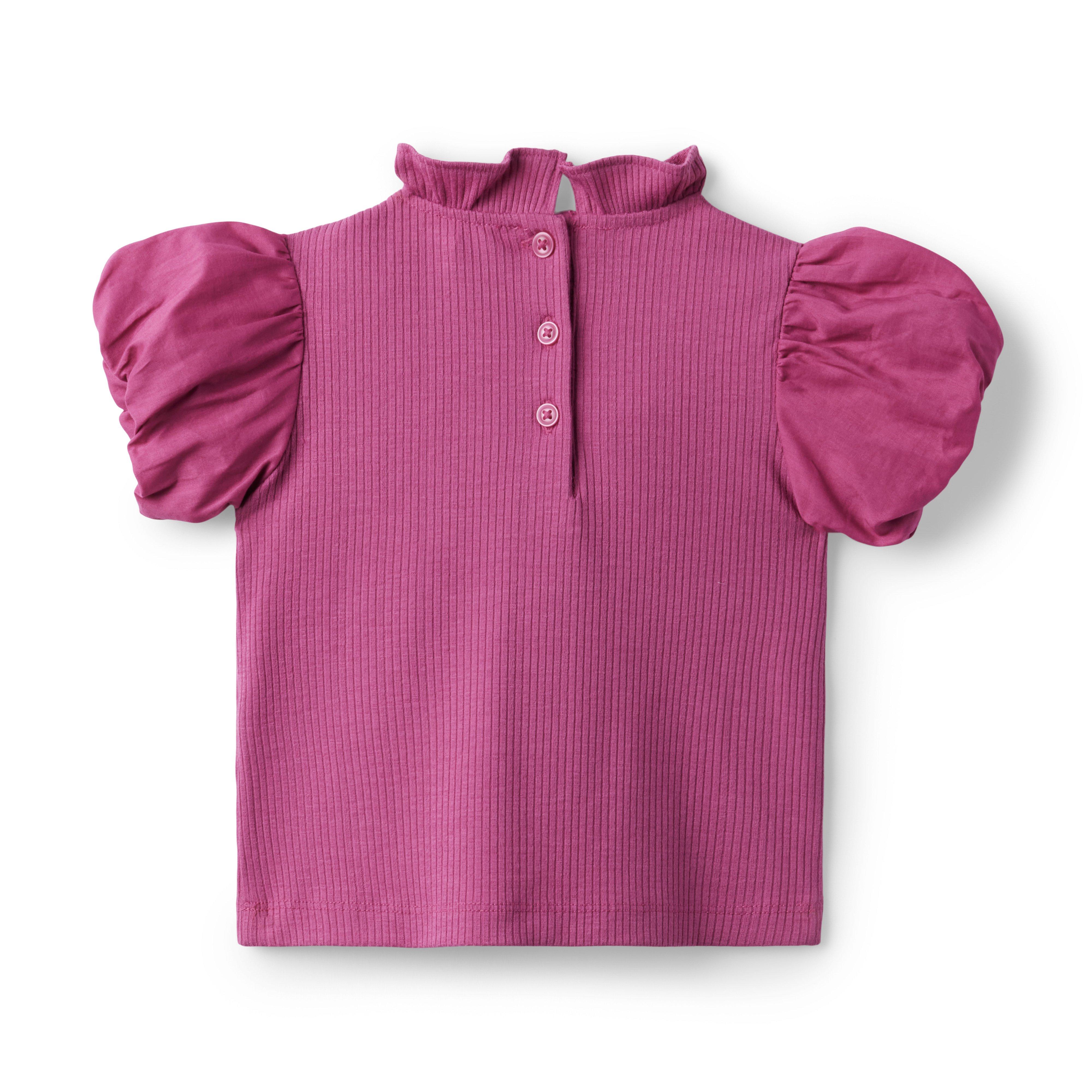 Ribbed Bubble Sleeve Top image number 1