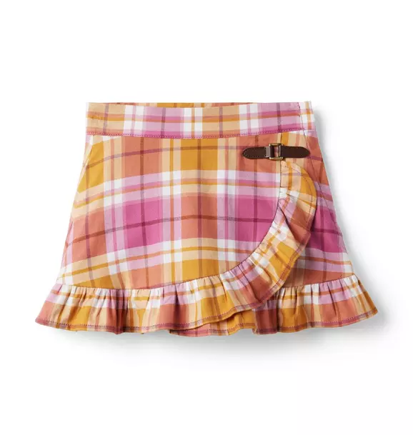 Plaid Ruffle Wrap Skirt