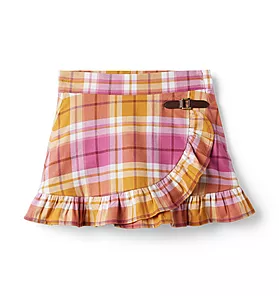 Plaid Ruffle Wrap Skirt