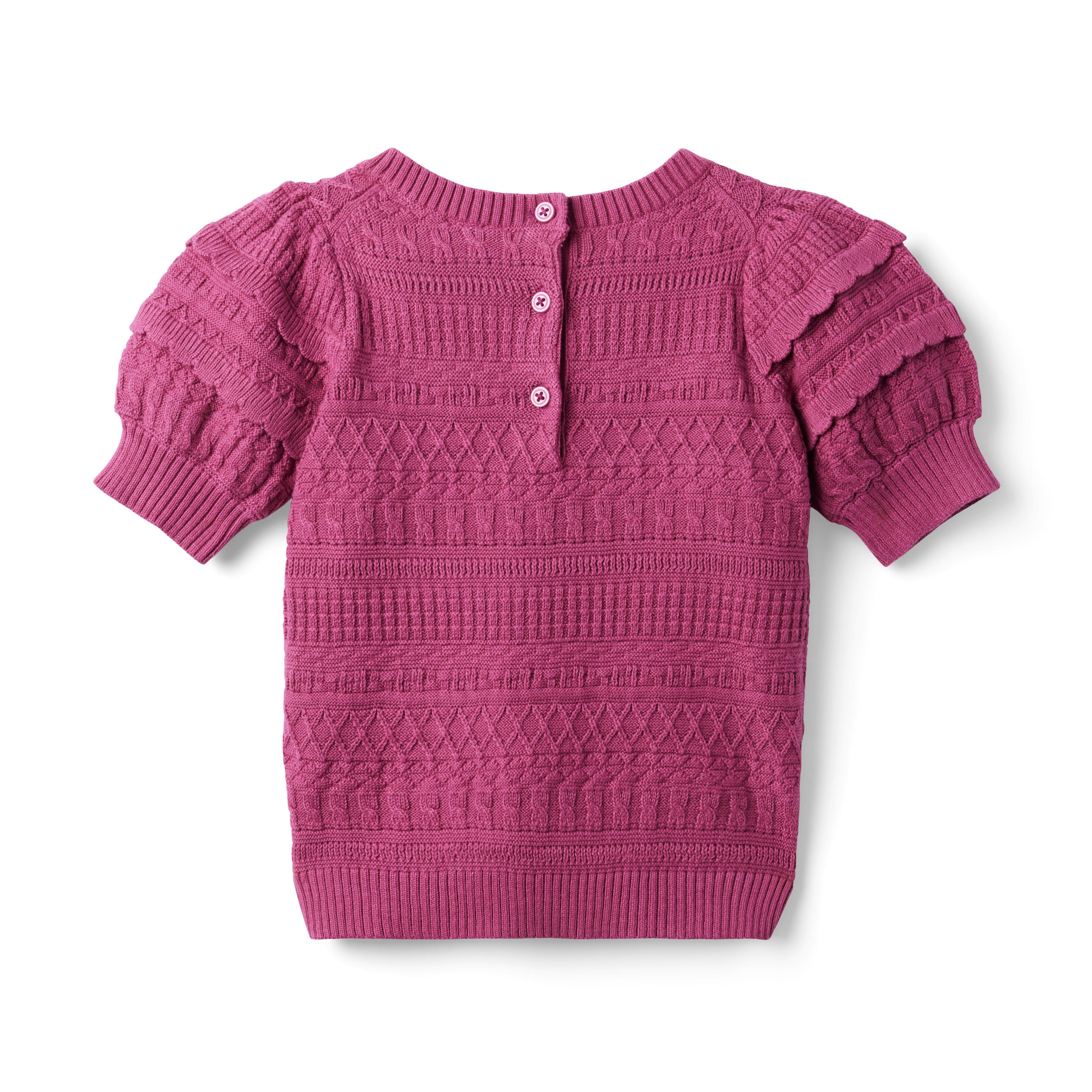 Puff Sleeve Scallop Sweater Top image number 1