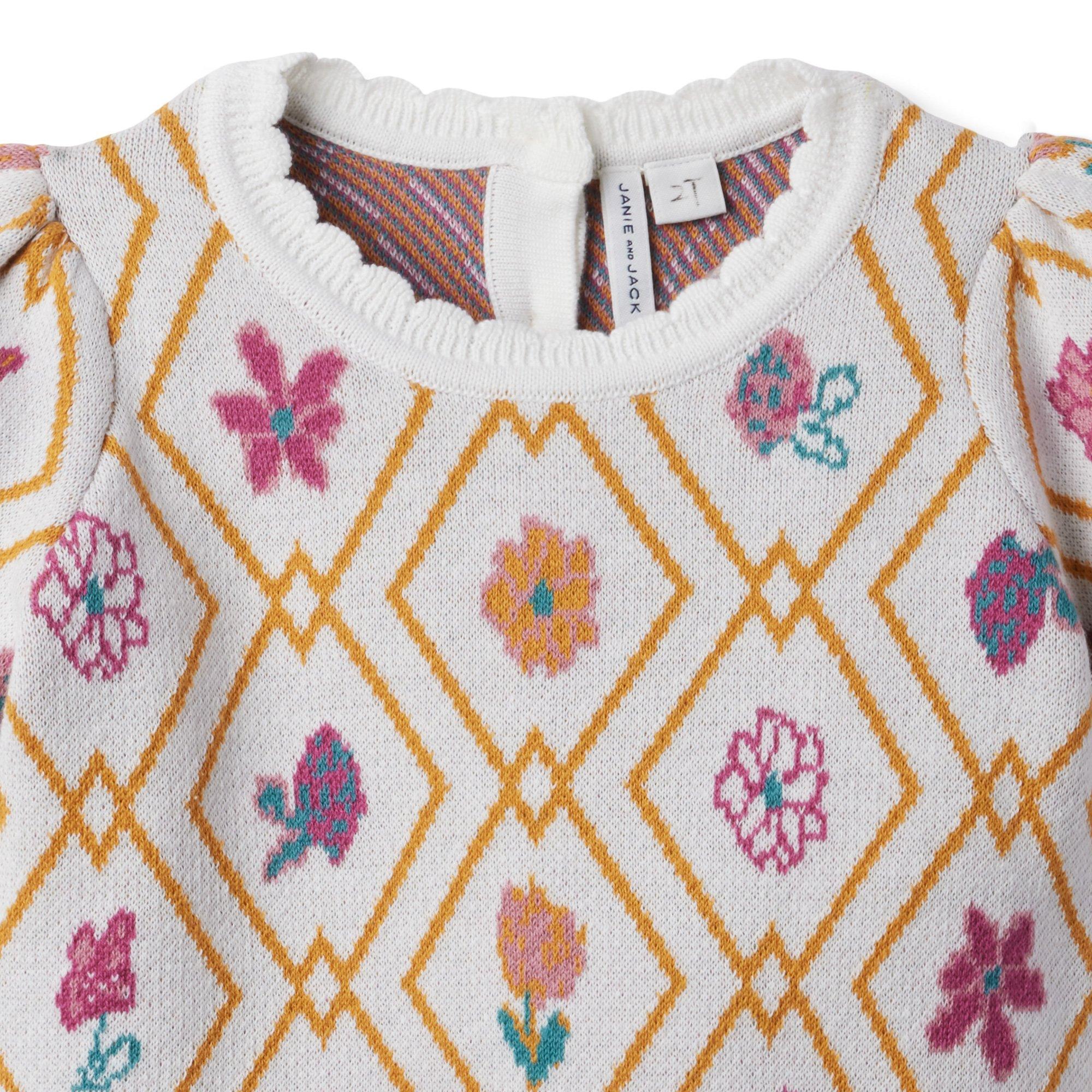 Floral Argyle Sweater Top image number 2