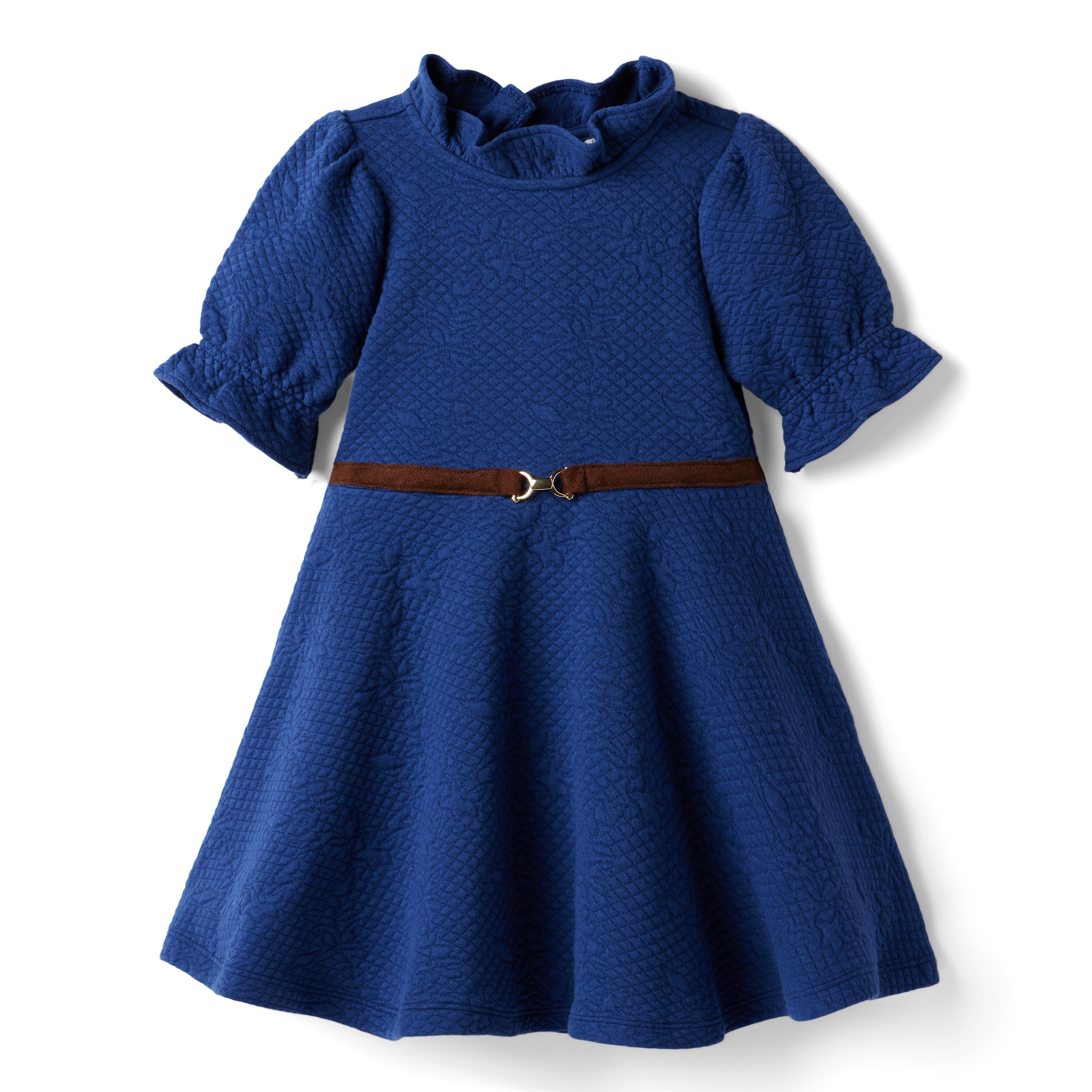 Quilted Jacquard Puff Sleeve Dress image number 1