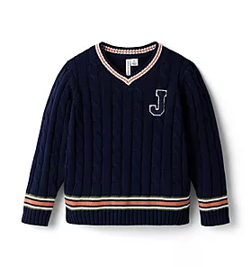 Cable Knit Varsity Sweater 