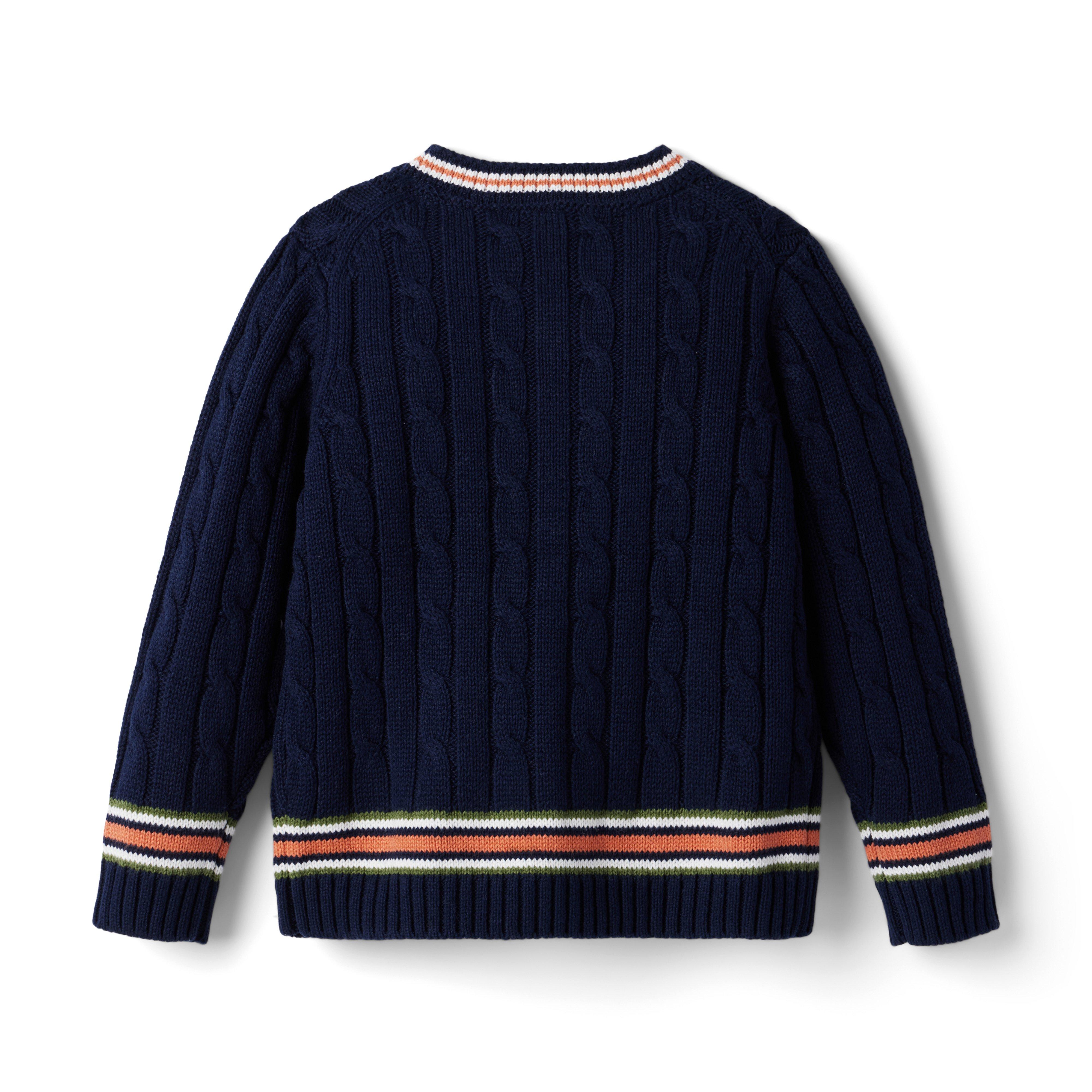 Cable Knit Varsity Sweater  image number 1