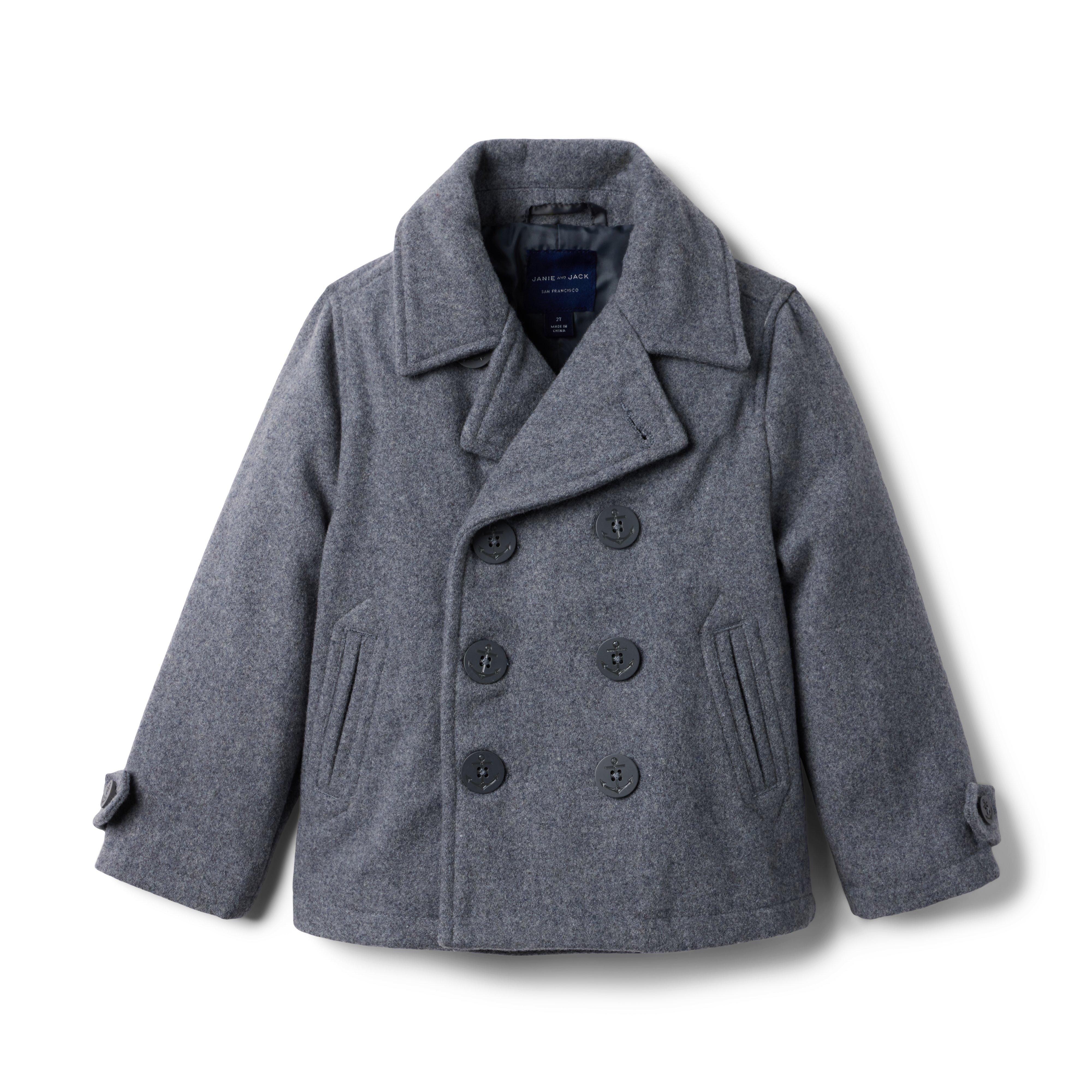 Boy Dolphin Grey Heather Wool Peacoat by Janie and Jack