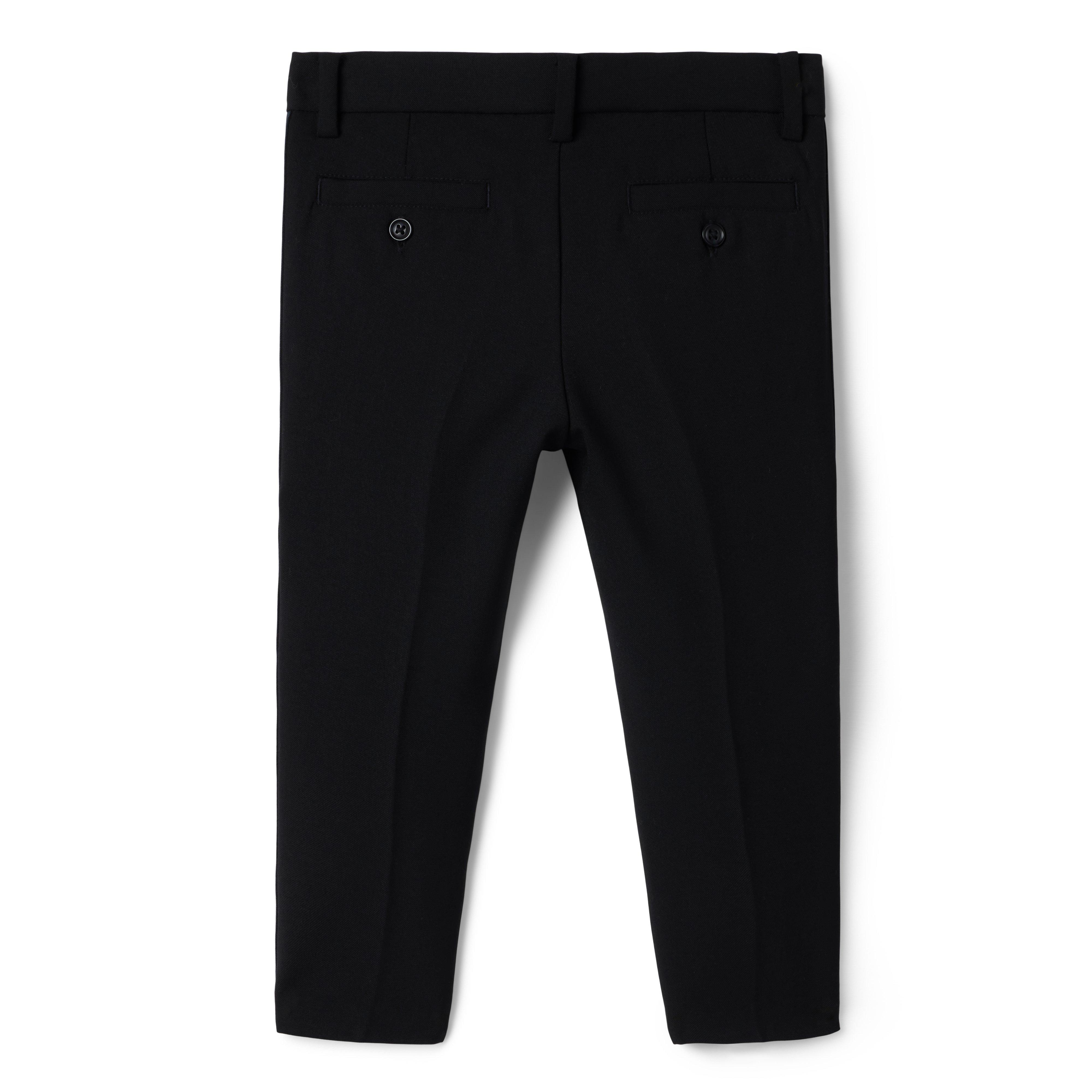 Christopher Kids Black Super 150's Luxury Viscose Blend Tuxedo Pants –