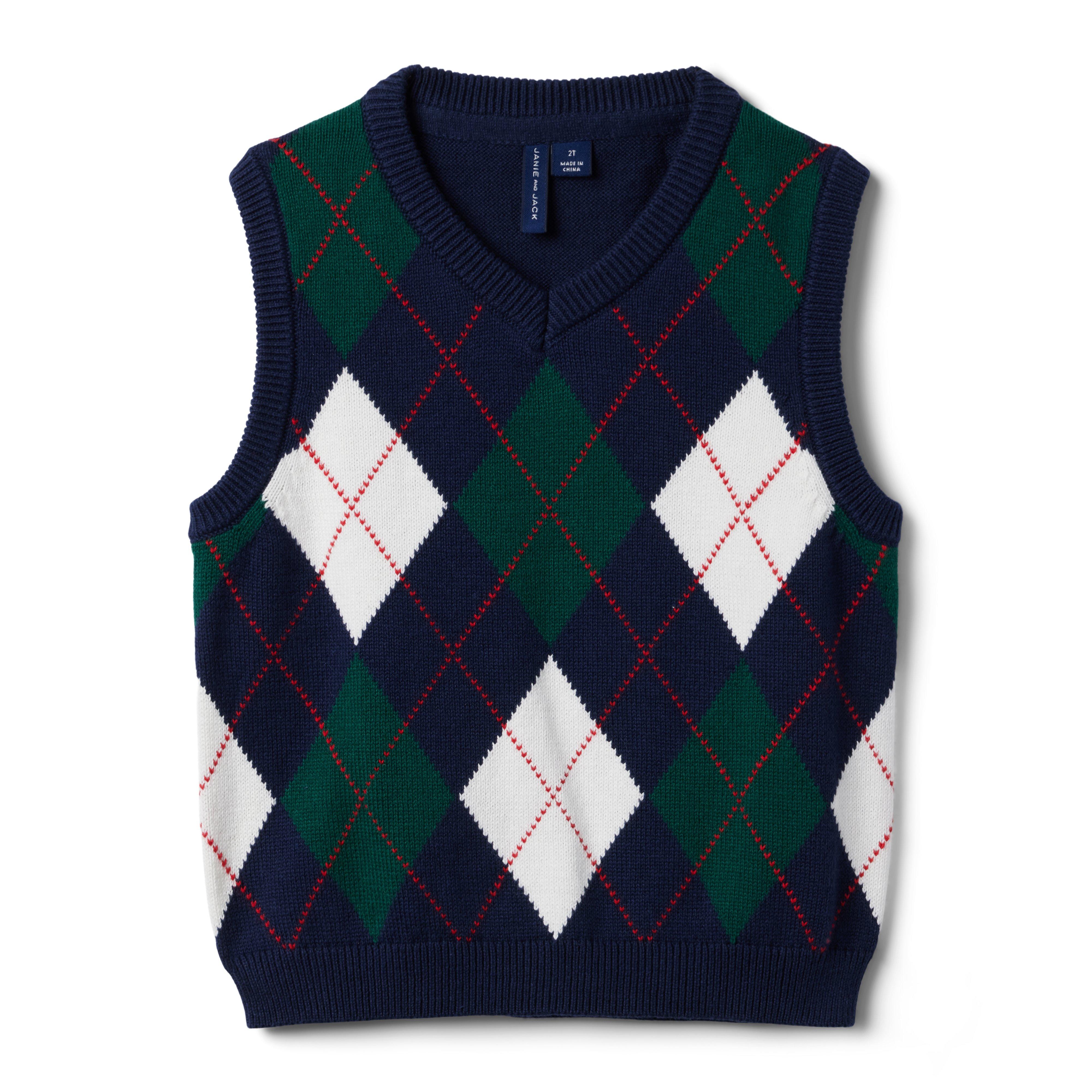 Boy Connor Navy Argyle Argyle Sweater Vest by Janie and Jack