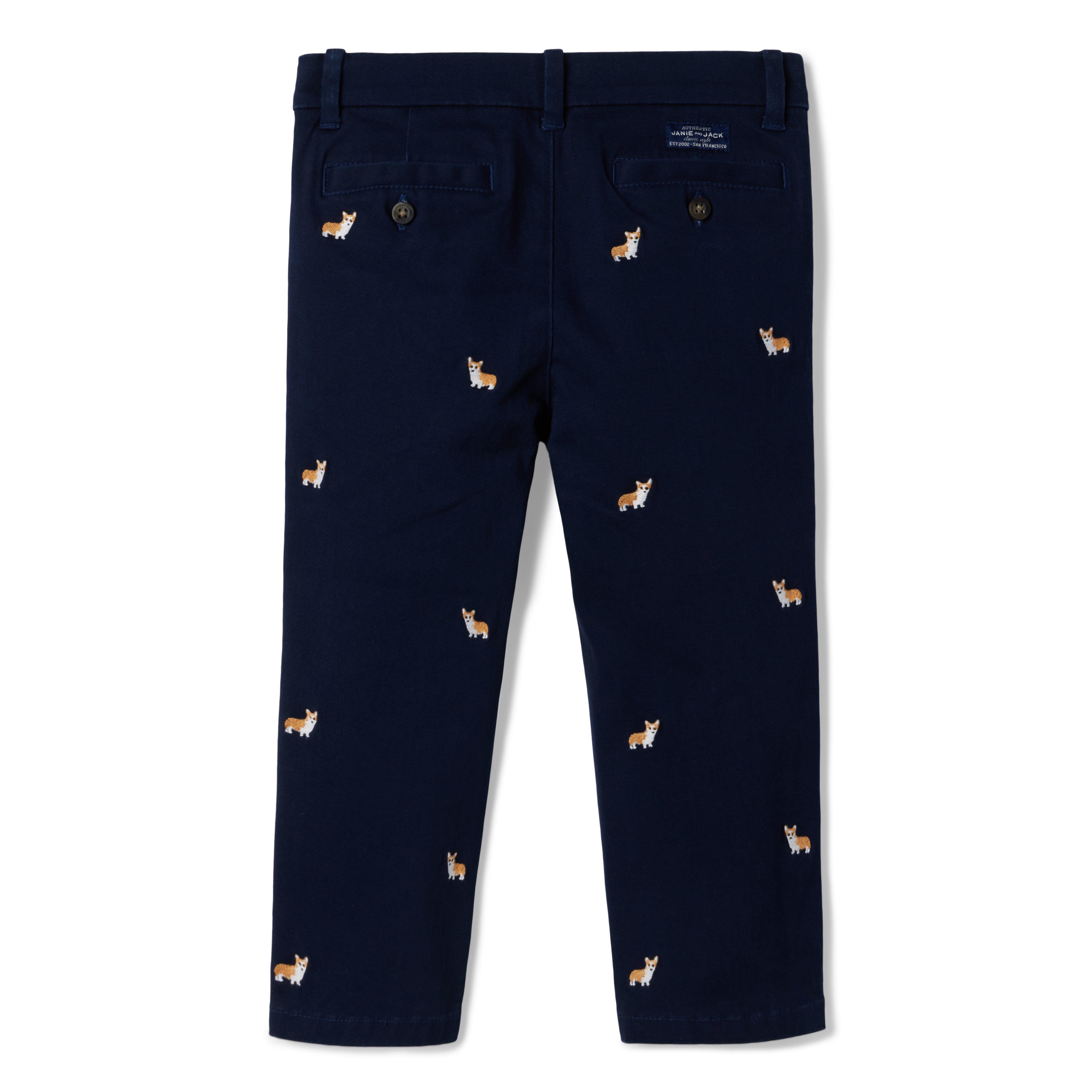 Embroidered Corgi Stretch Twill Pant image number 1