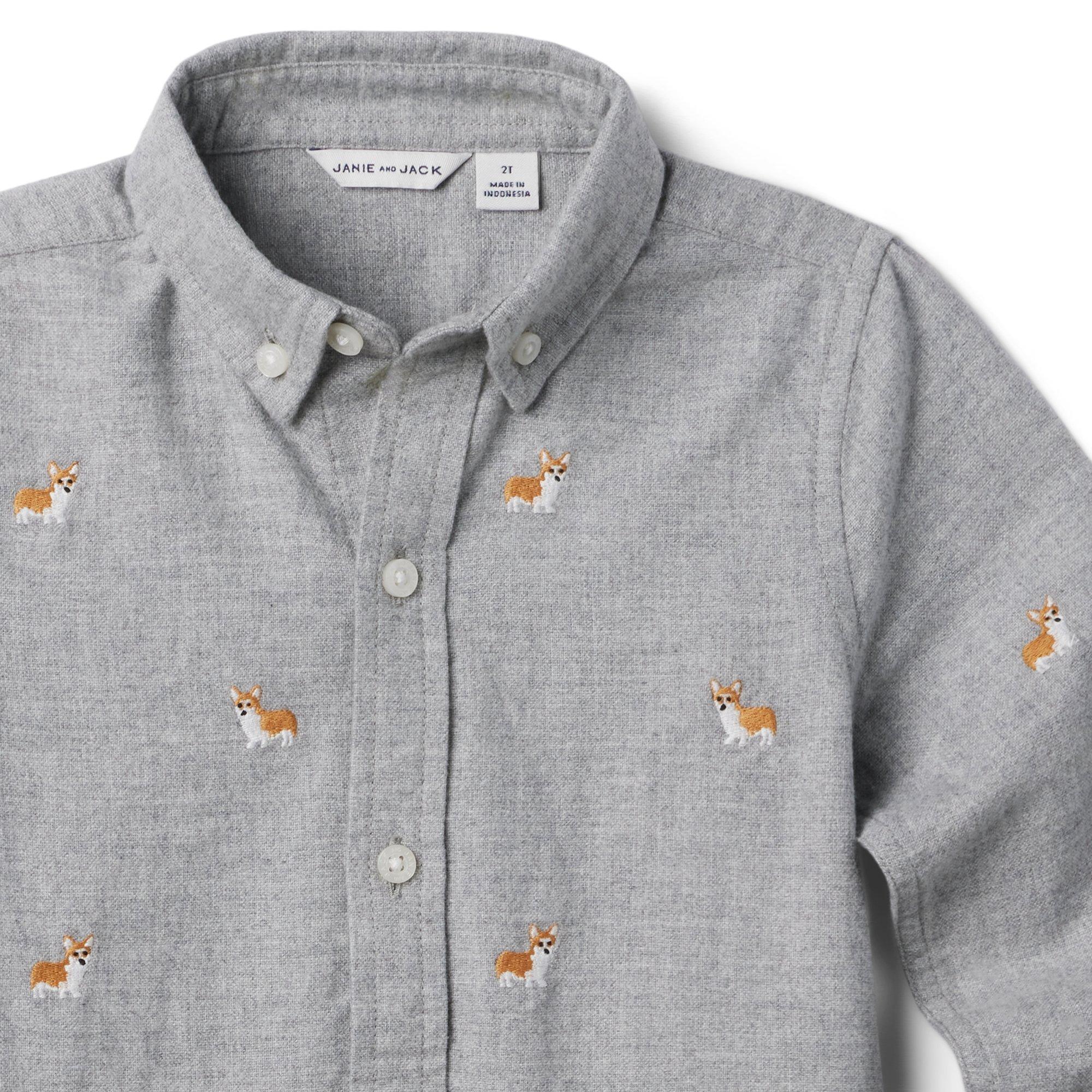 Embroidered Corgi Brushed Oxford Shirt image number 3