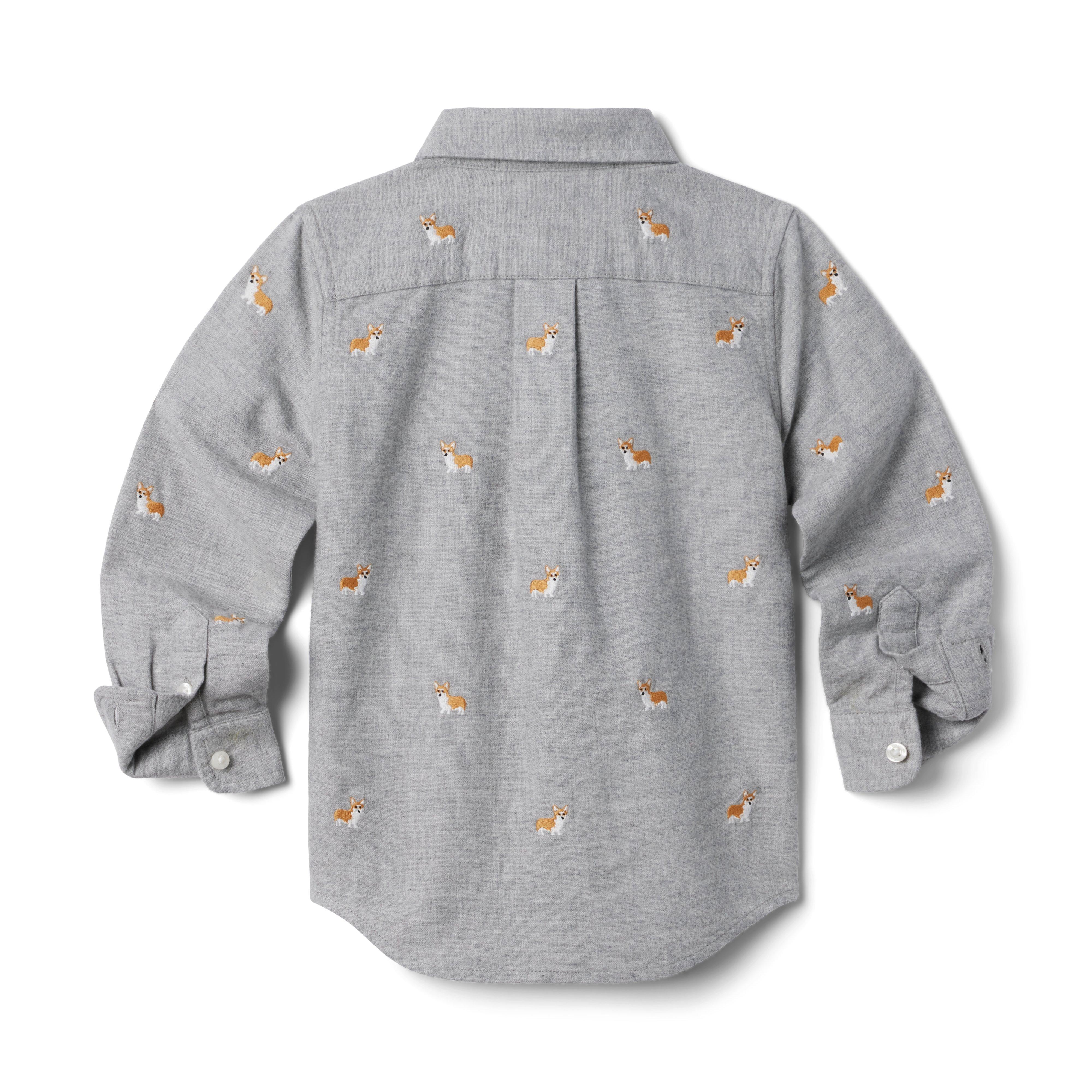 Embroidered Corgi Brushed Oxford Shirt image number 1