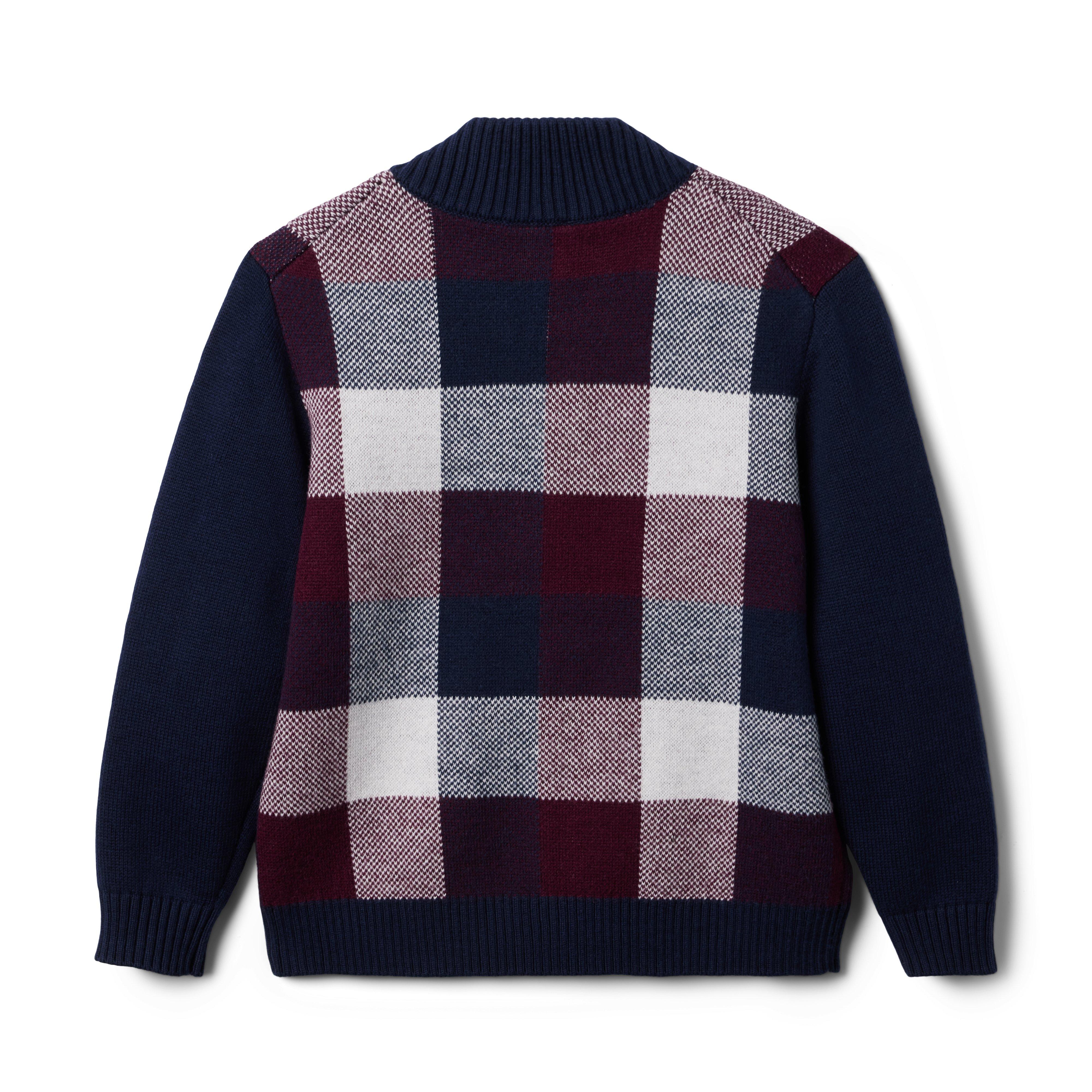 Plaid Jacquard Zip Sweater  image number 2