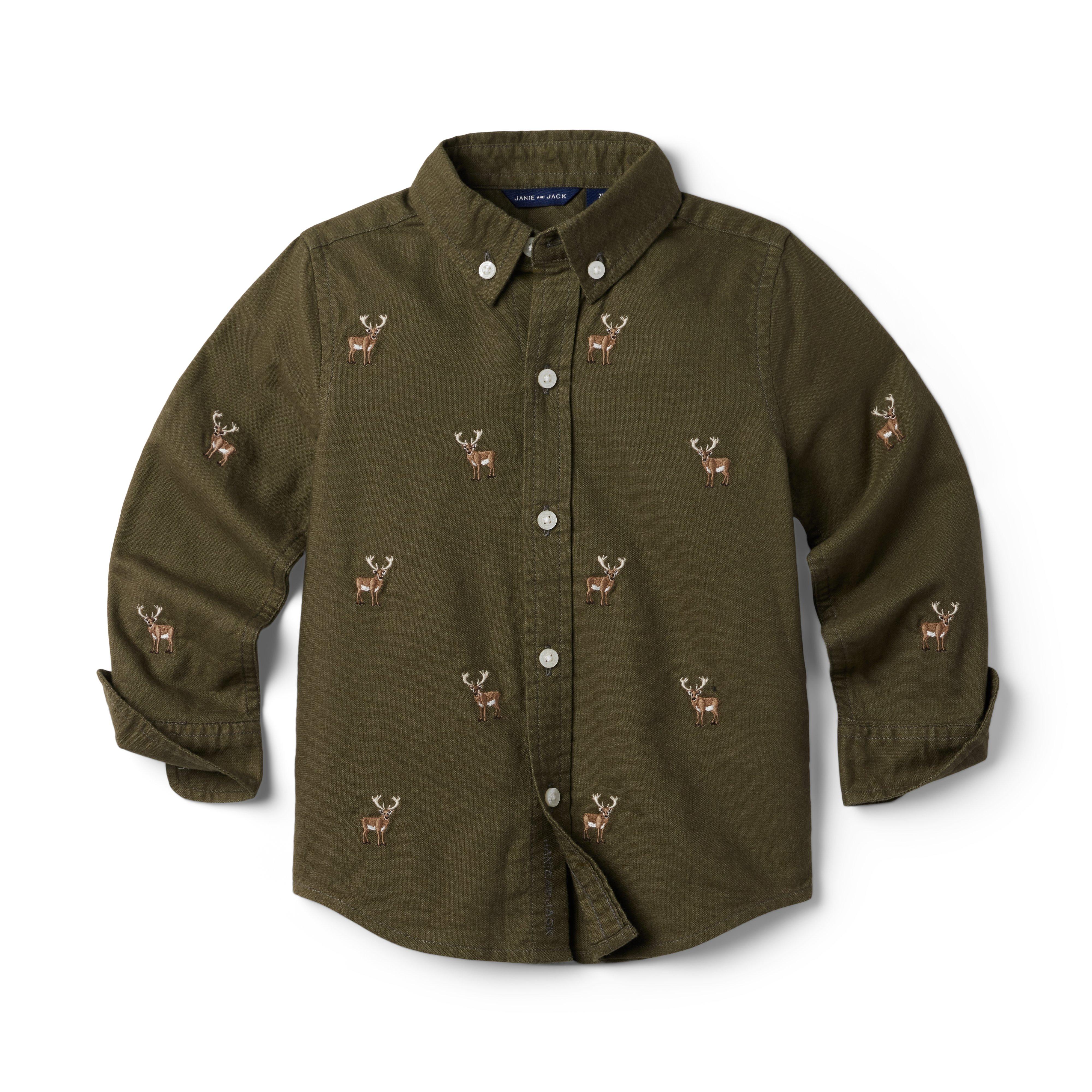 Embroidered Reindeer Brushed Oxford Shirt