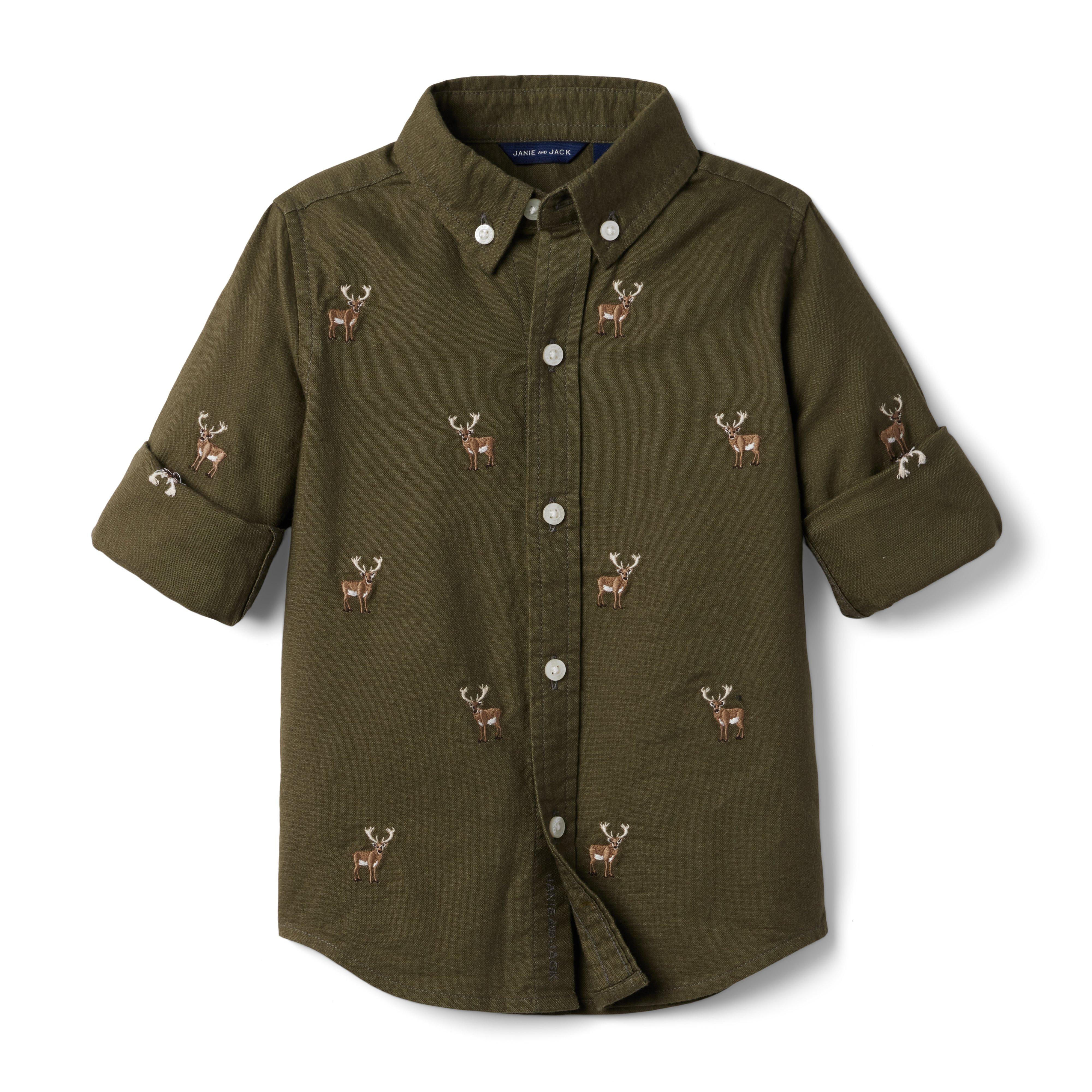 Embroidered Reindeer Brushed Oxford Shirt image number 3