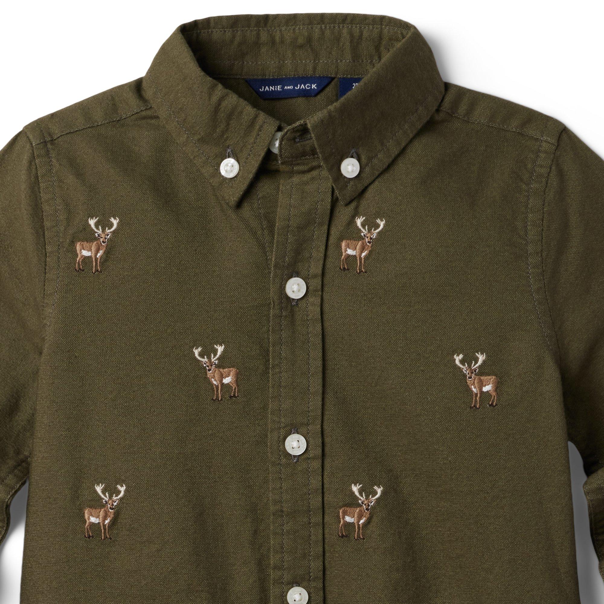 Embroidered Reindeer Brushed Oxford Shirt image number 1