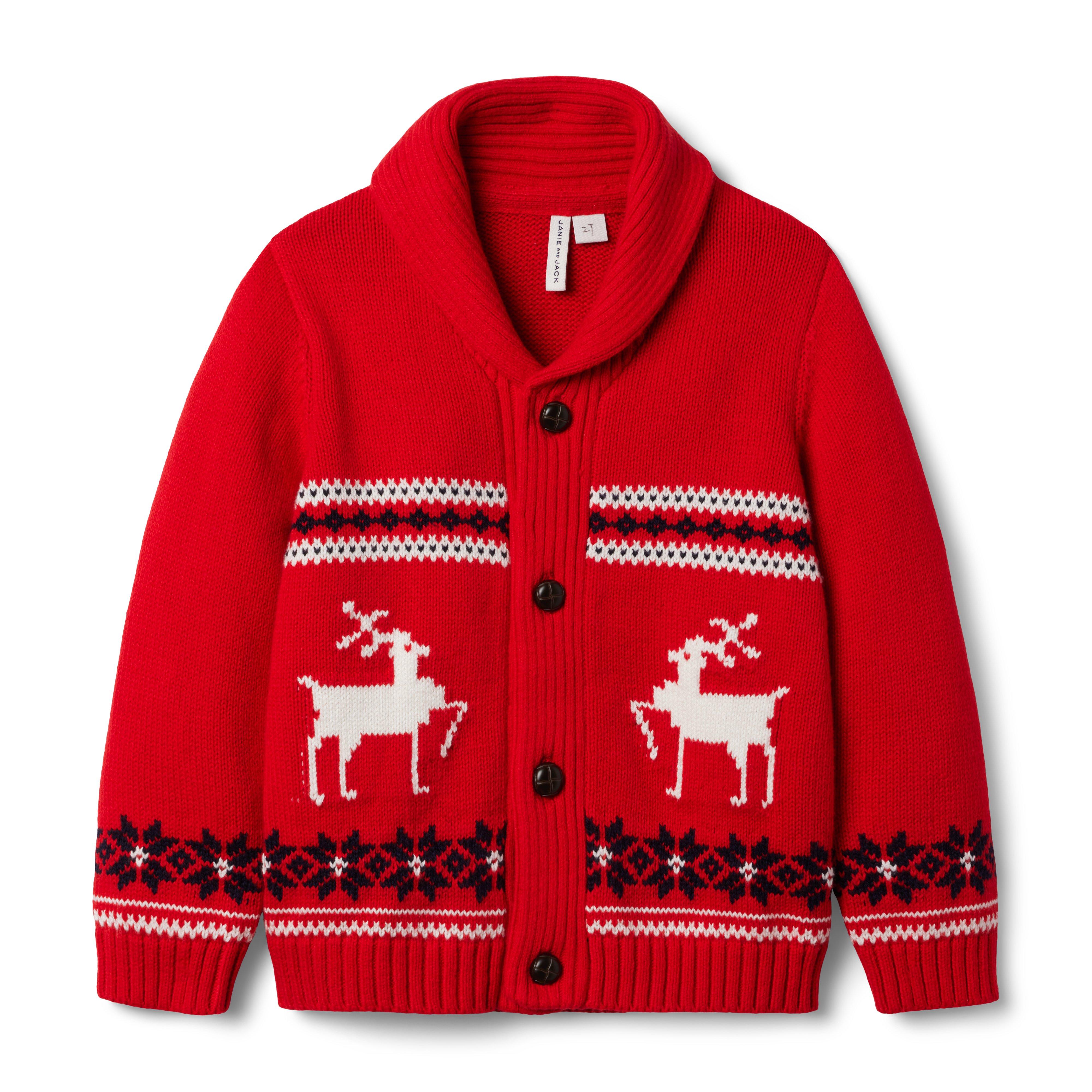 Boy Bradbury Red Fair Isle Fair Isle Reindeer Cardigan by Janie and ...