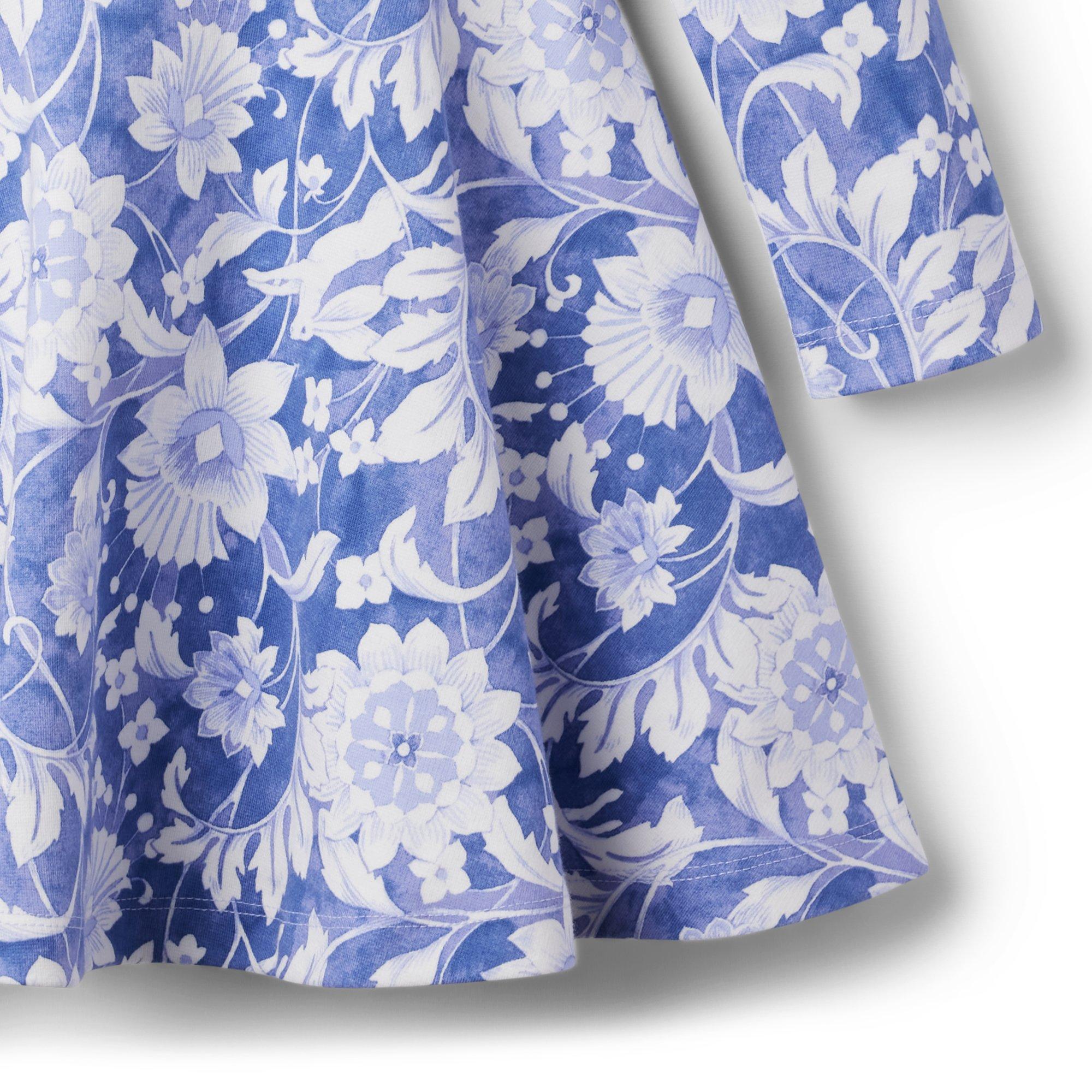 Faux Fur Collar Floral Ponte Dress image number 2