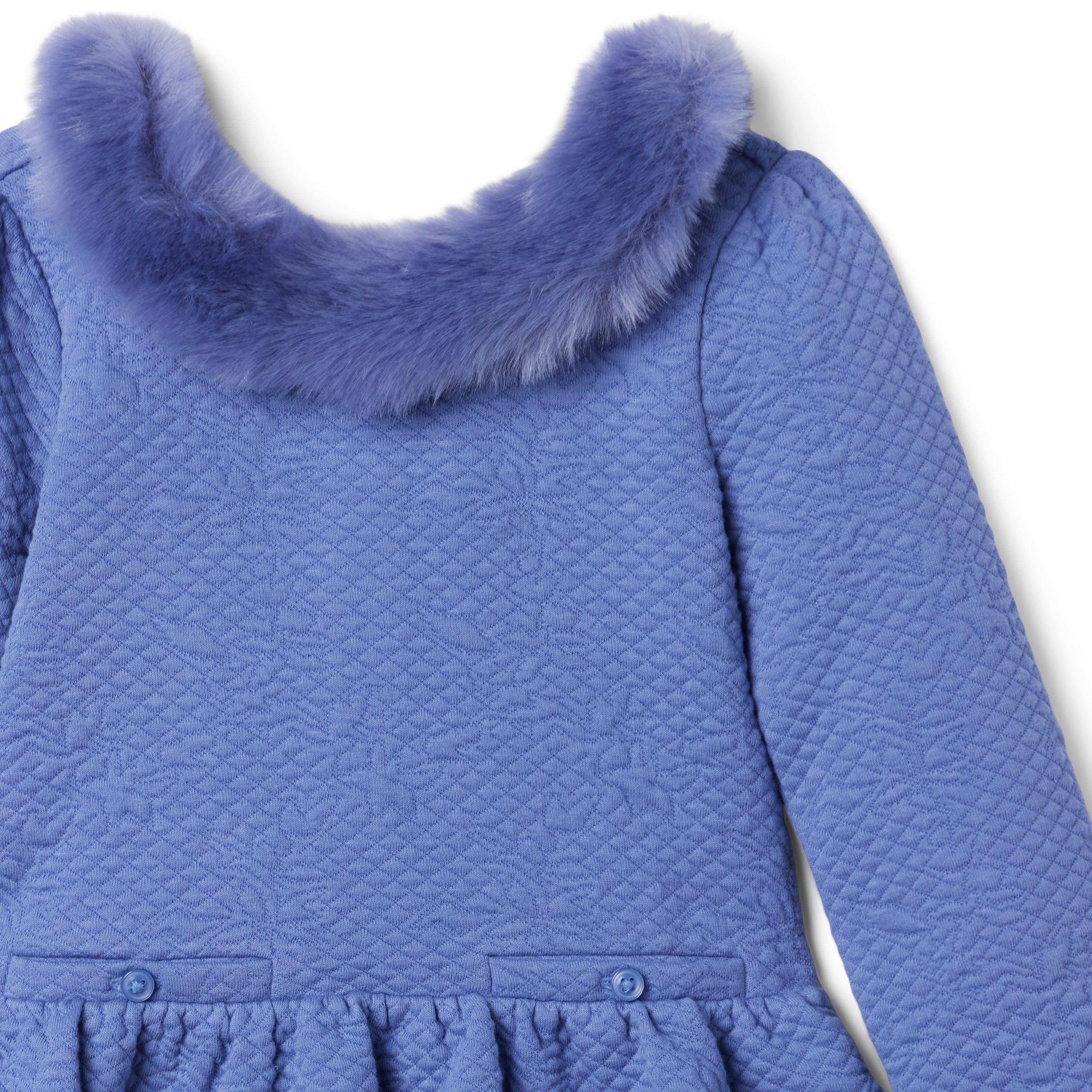 Girl Periwinkle Morning Quilted Faux Fur Trim Jacquard Dress by Janie and  Jack