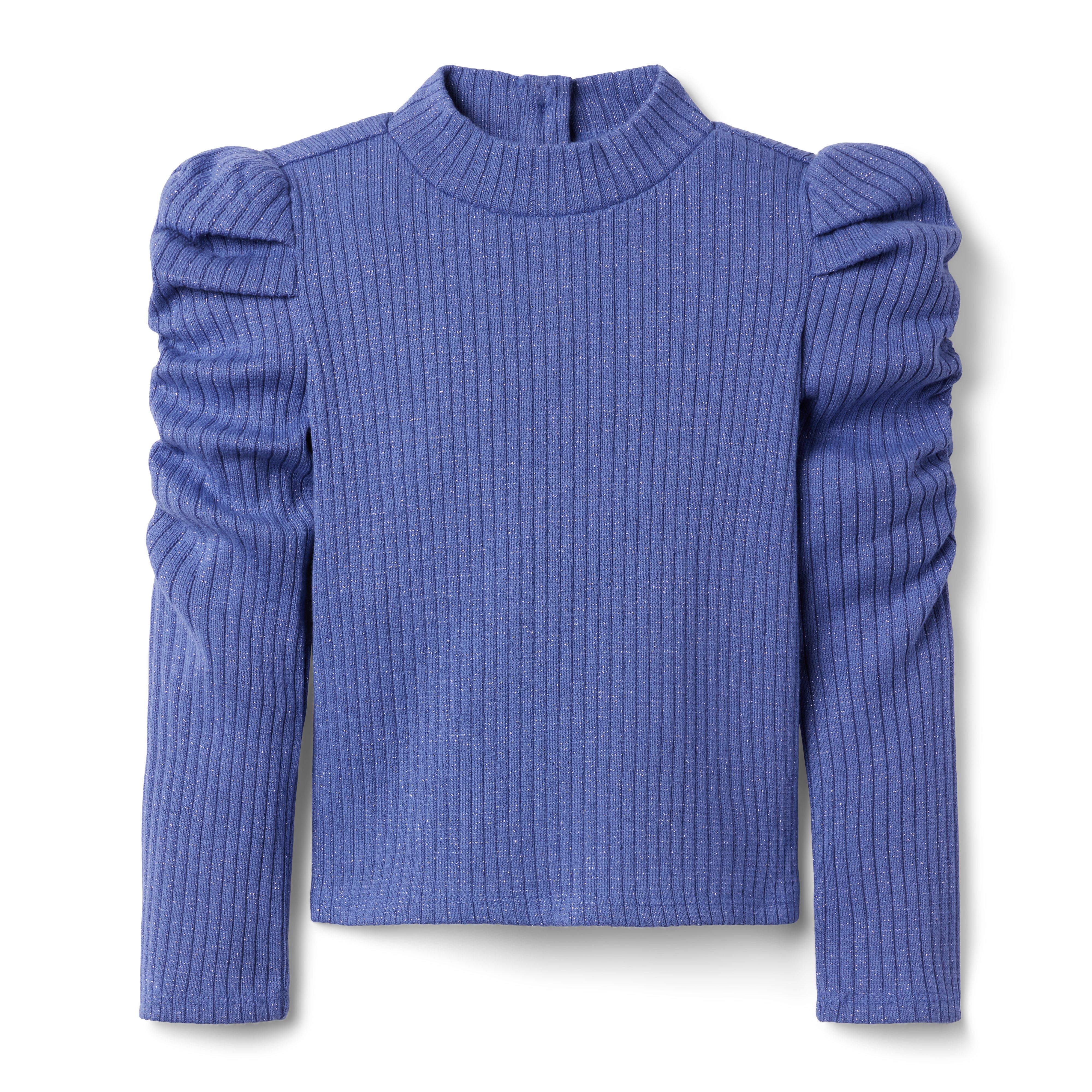 Girl Periwinkle Morning Ribbed Puff Sleeve Top by Janie and Jack