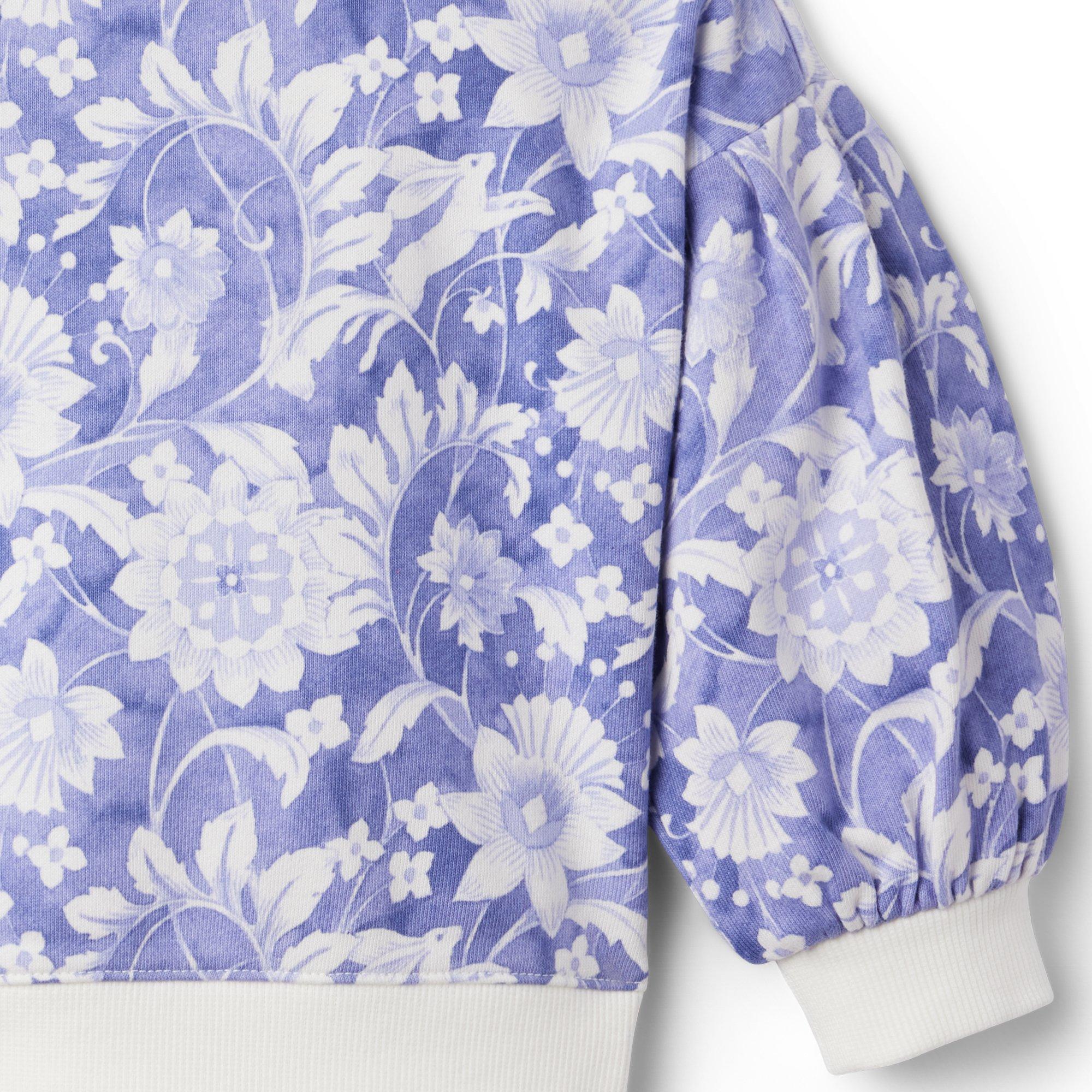 Floral Puff Sleeve French Terry Sweatshirt image number 1