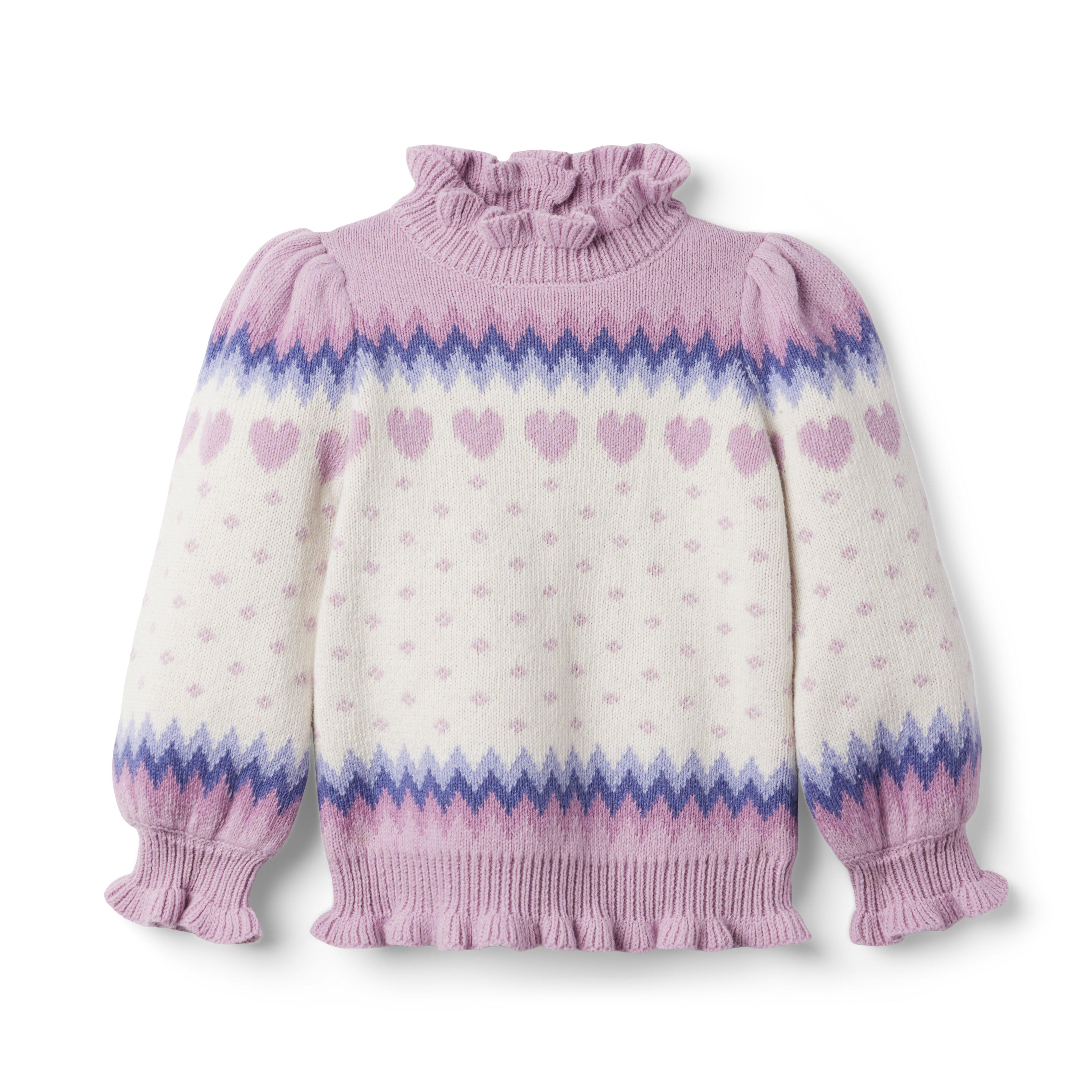 Fair Isle Heart Ruffle Sweater 