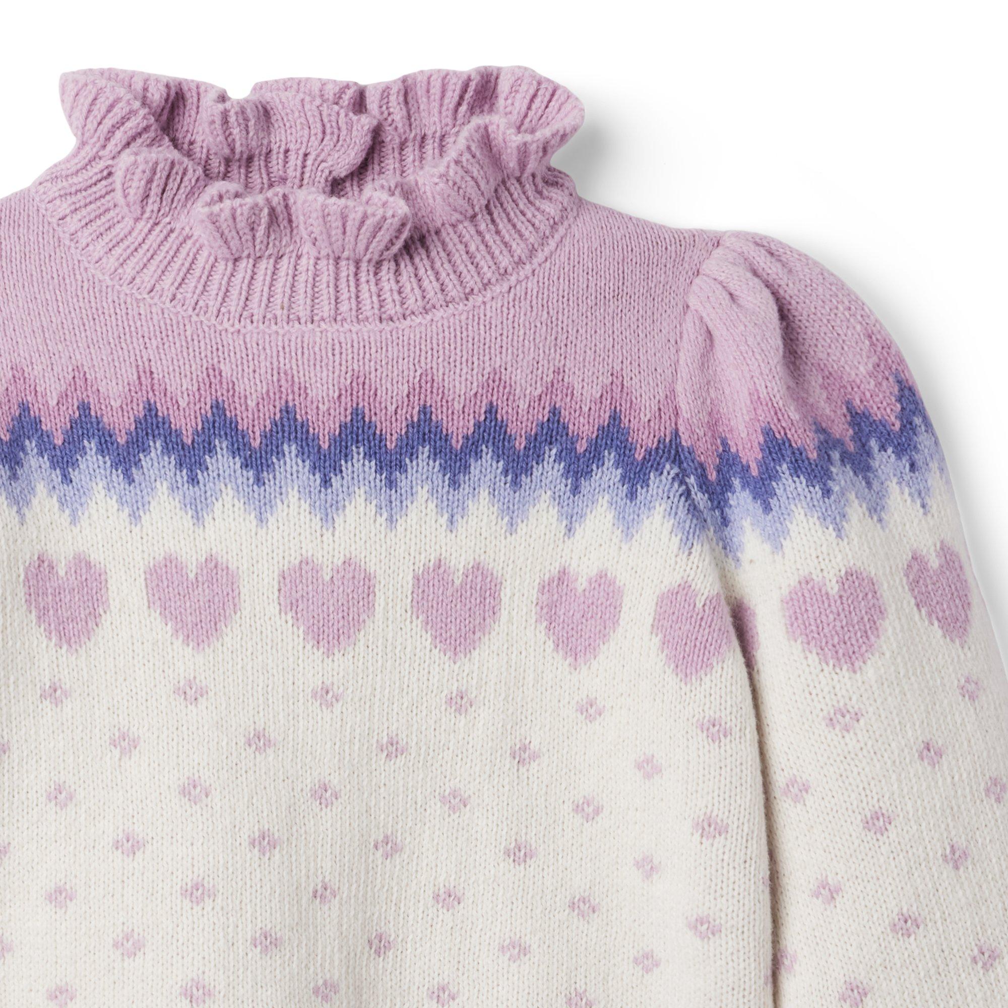 Fair Isle Heart Ruffle Sweater  image number 2