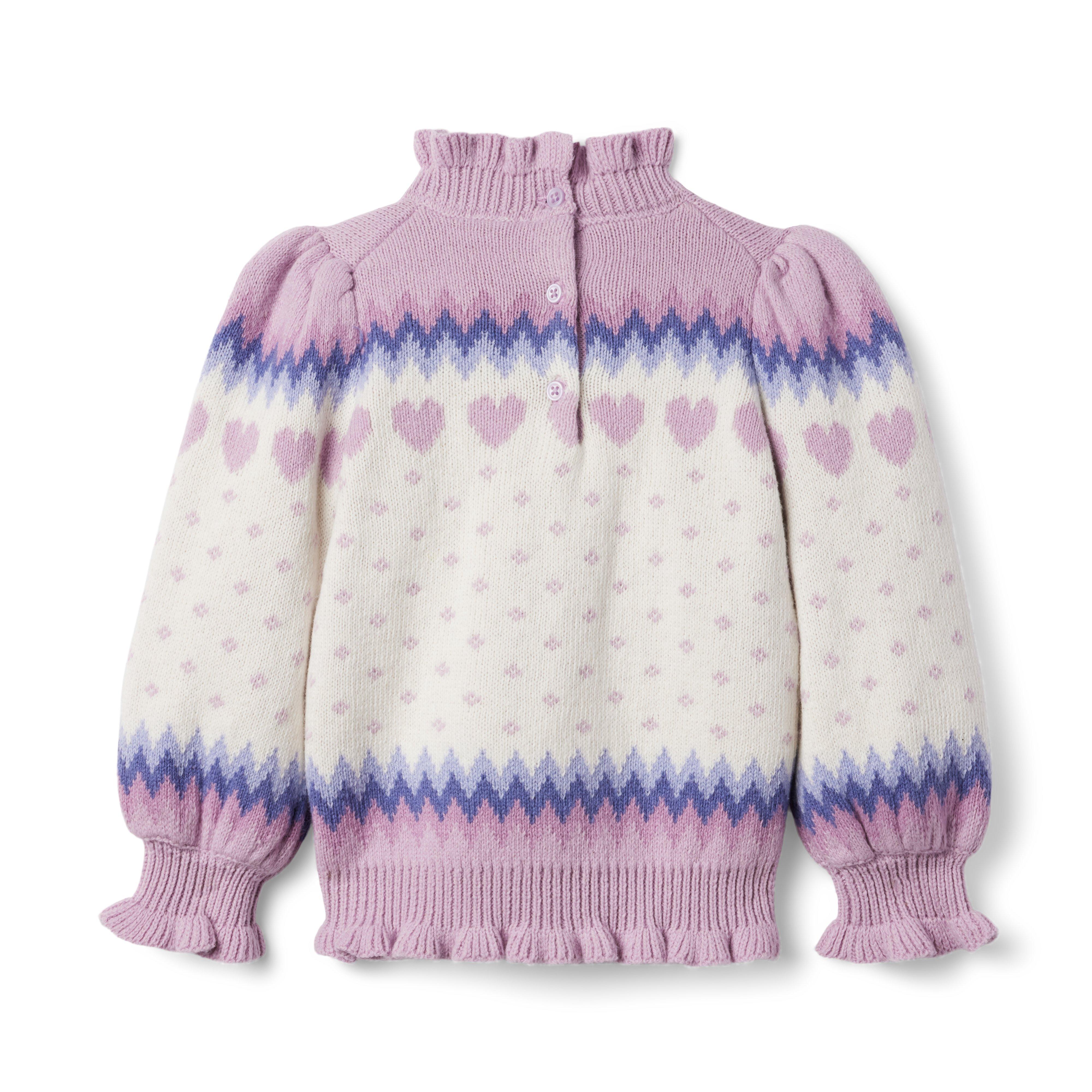 Fair Isle Heart Ruffle Sweater  image number 5