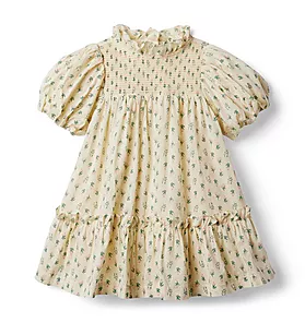 Floral Smocked Bubble Sleeve Dress