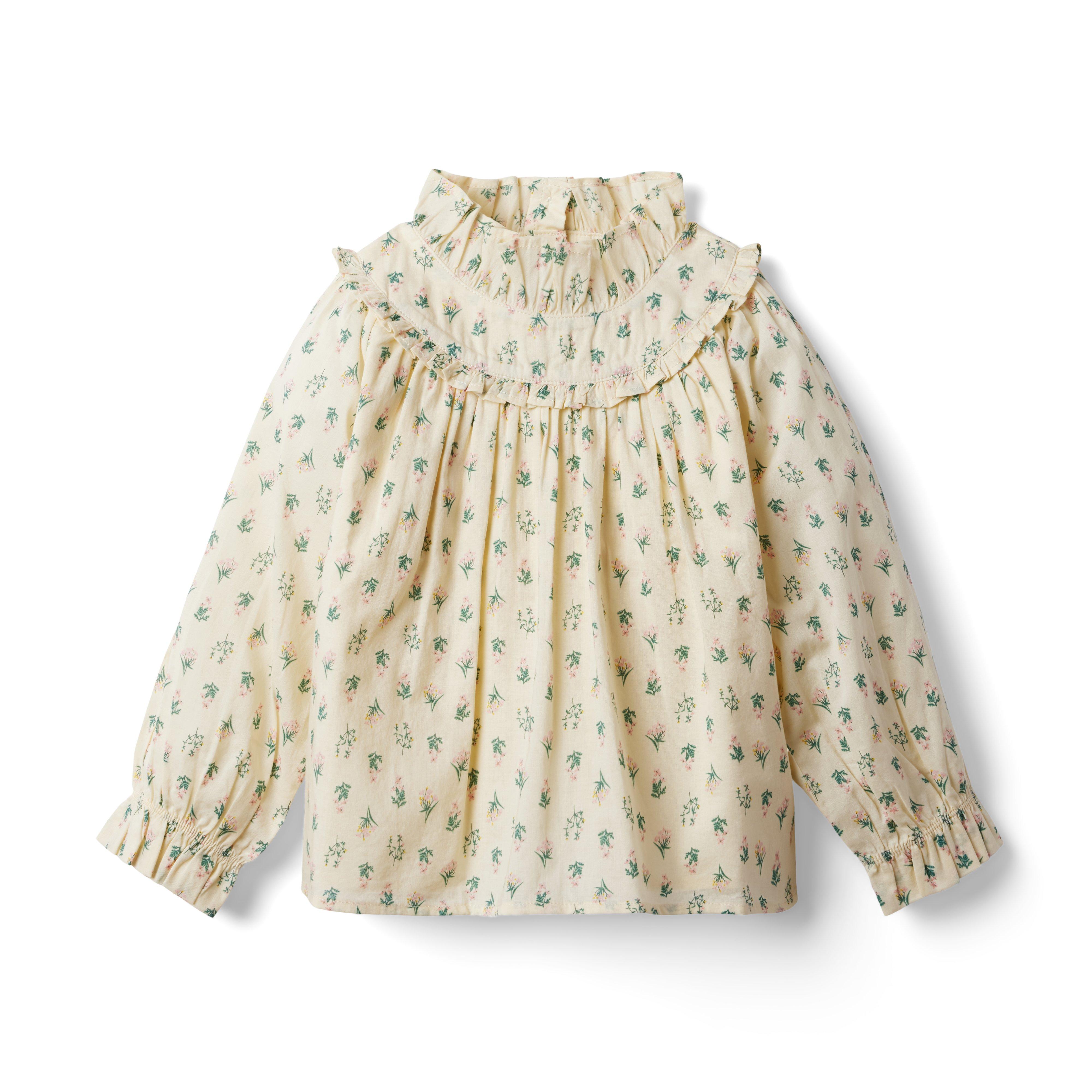 Floral Ruffle Collar Top