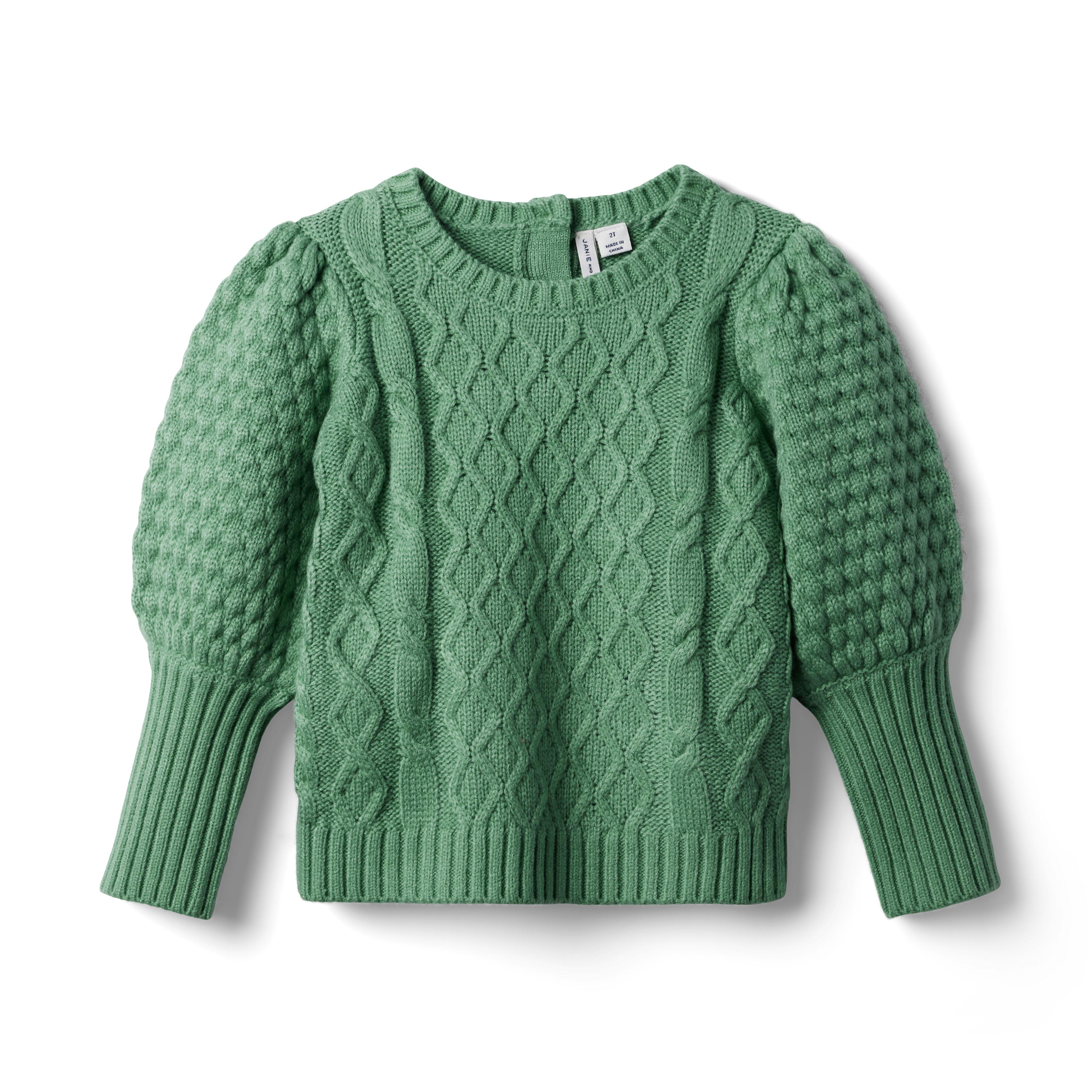 Girl Malachite Green Balloon Sleeve Textured Sweater by Janie and Jack