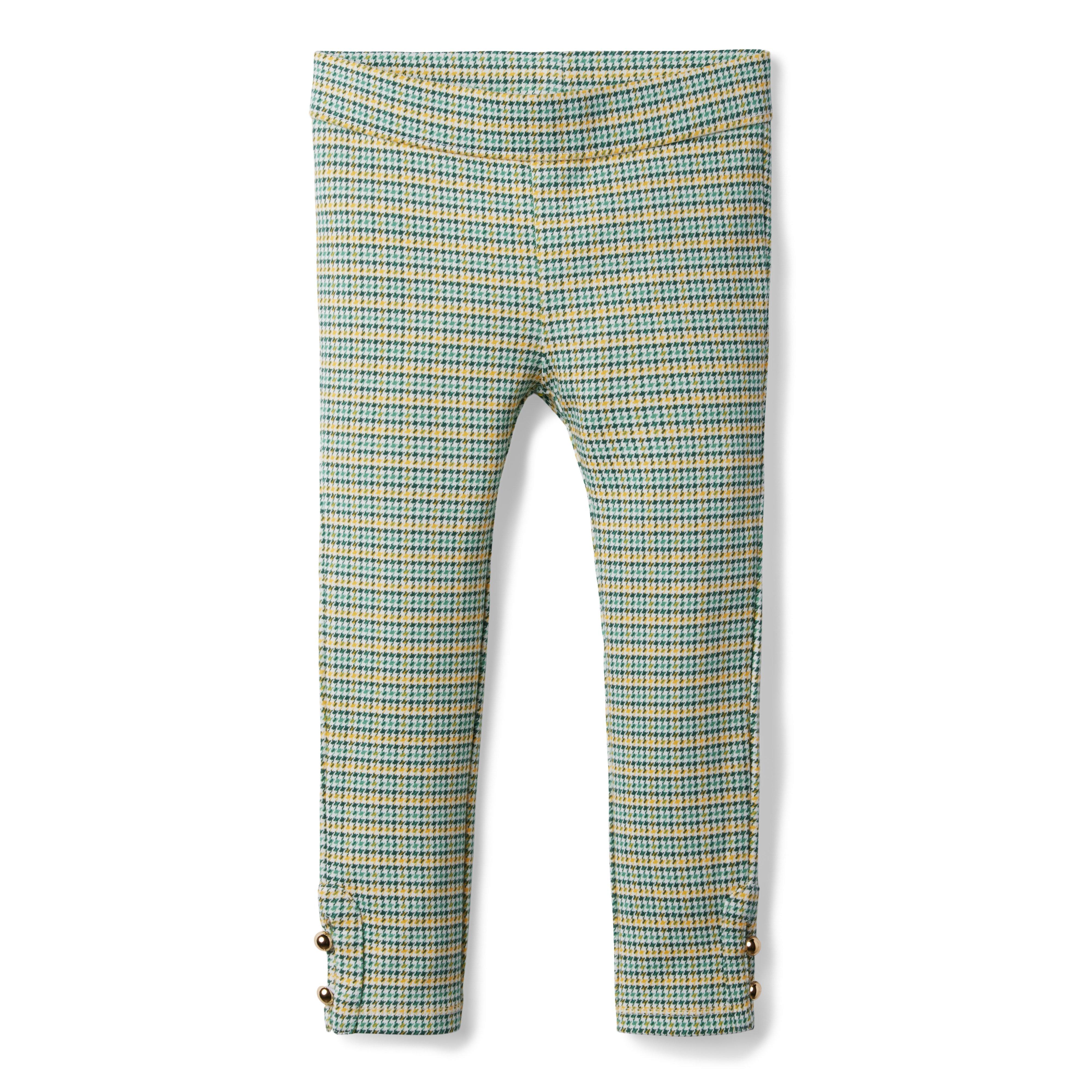 Houndstooth Plaid Button-Cuff Ponte Pant image number 0