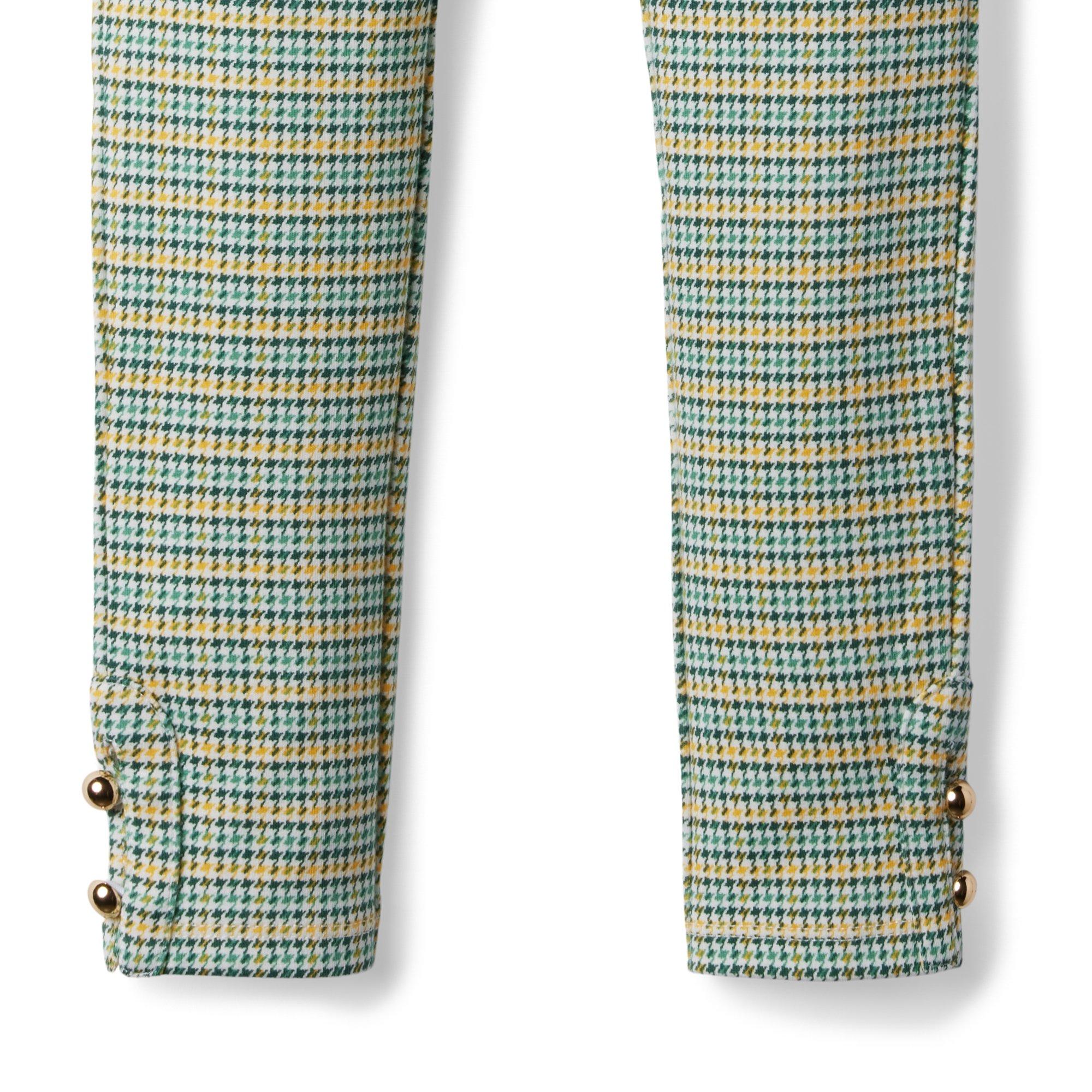 Houndstooth Plaid Button-Cuff Ponte Pant image number 1