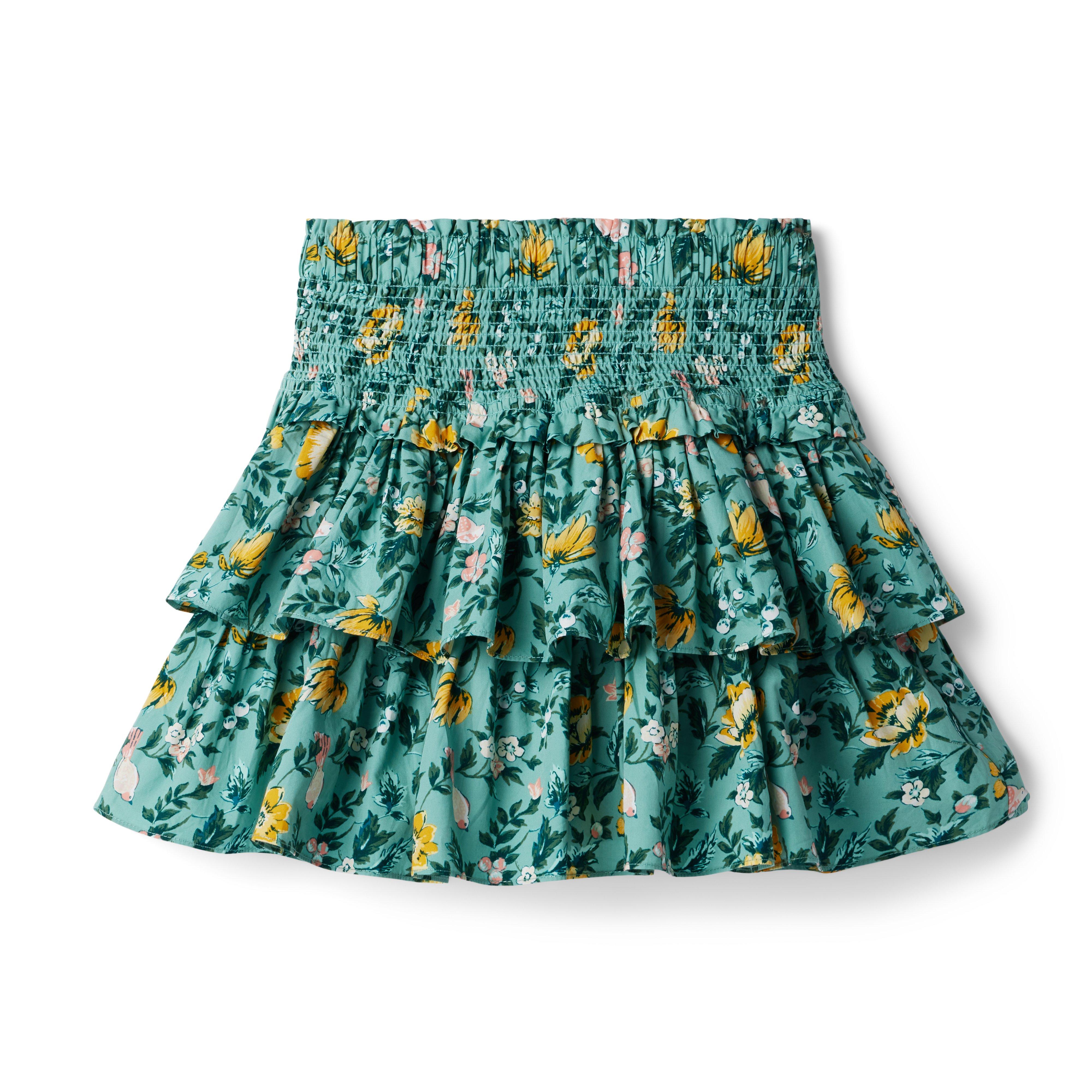 Tween Malachite Green Floral The Hailey Floral Smocked Skirt by Janie ...