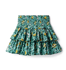 Floral Smocked Tiered Skirt