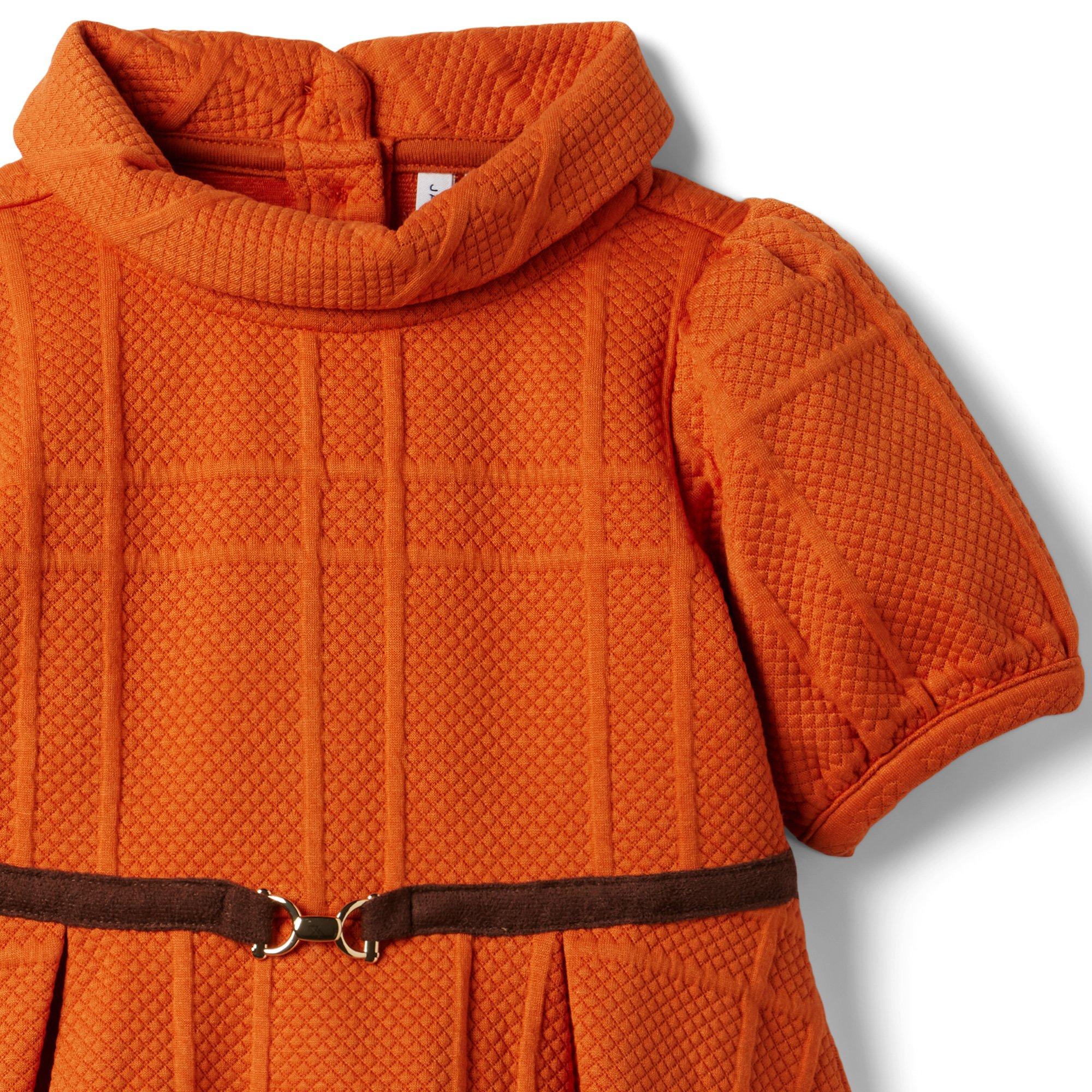 Quilted Puff Sleeve Jacquard Dress image number 4