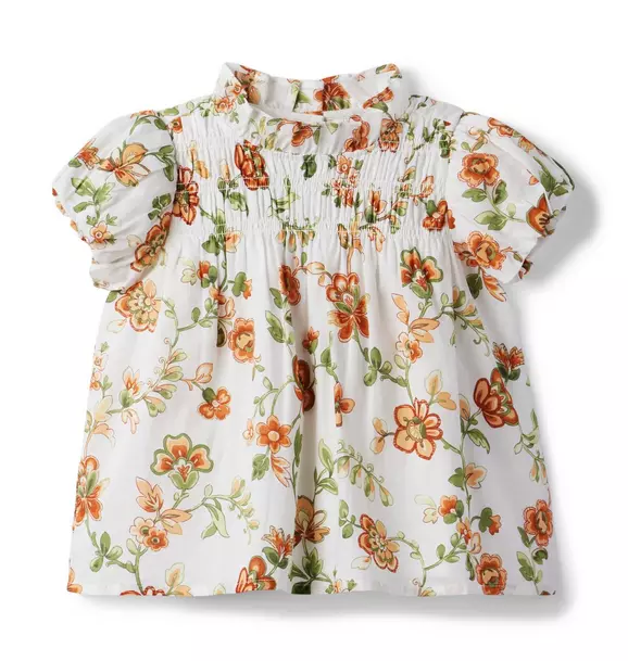 Floral Smocked Bubble Sleeve Top