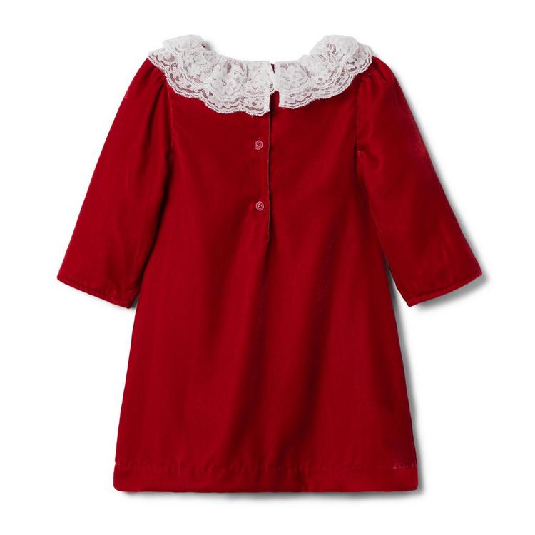 JESURUM Baby Lace-Collar Velvet Dress - Red