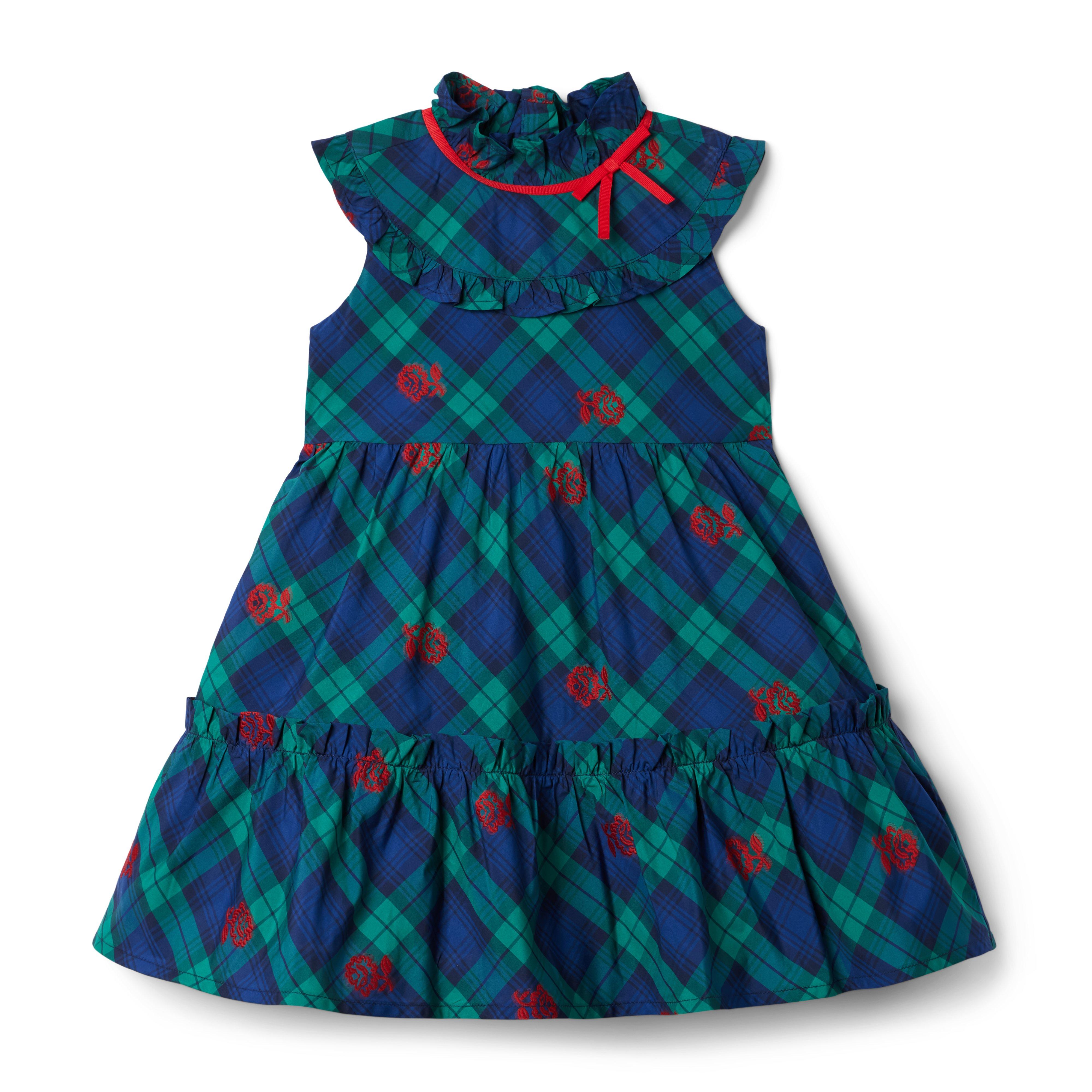 Plaid Embroidered Rose Dress image number 0