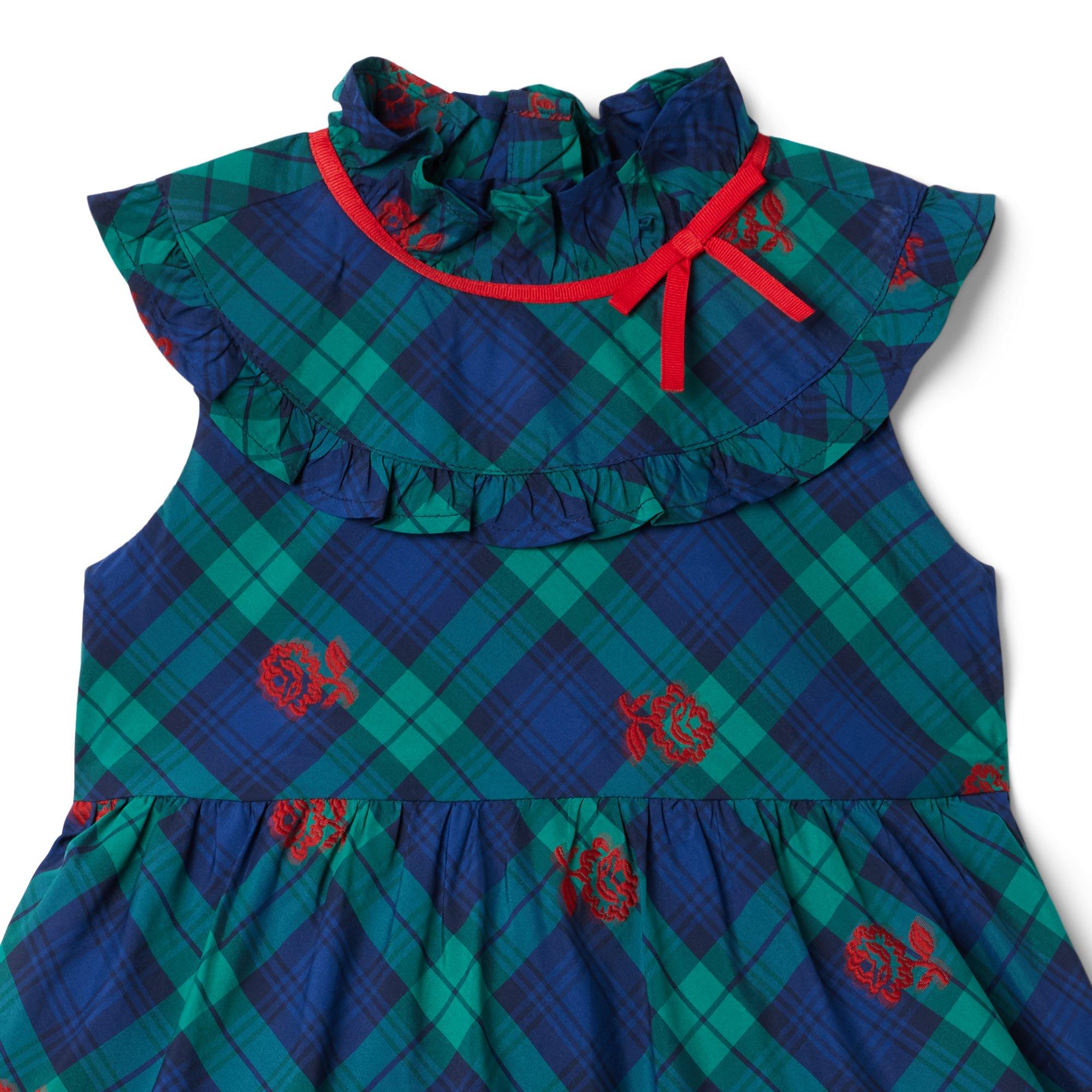 Plaid Embroidered Rose Dress image number 2