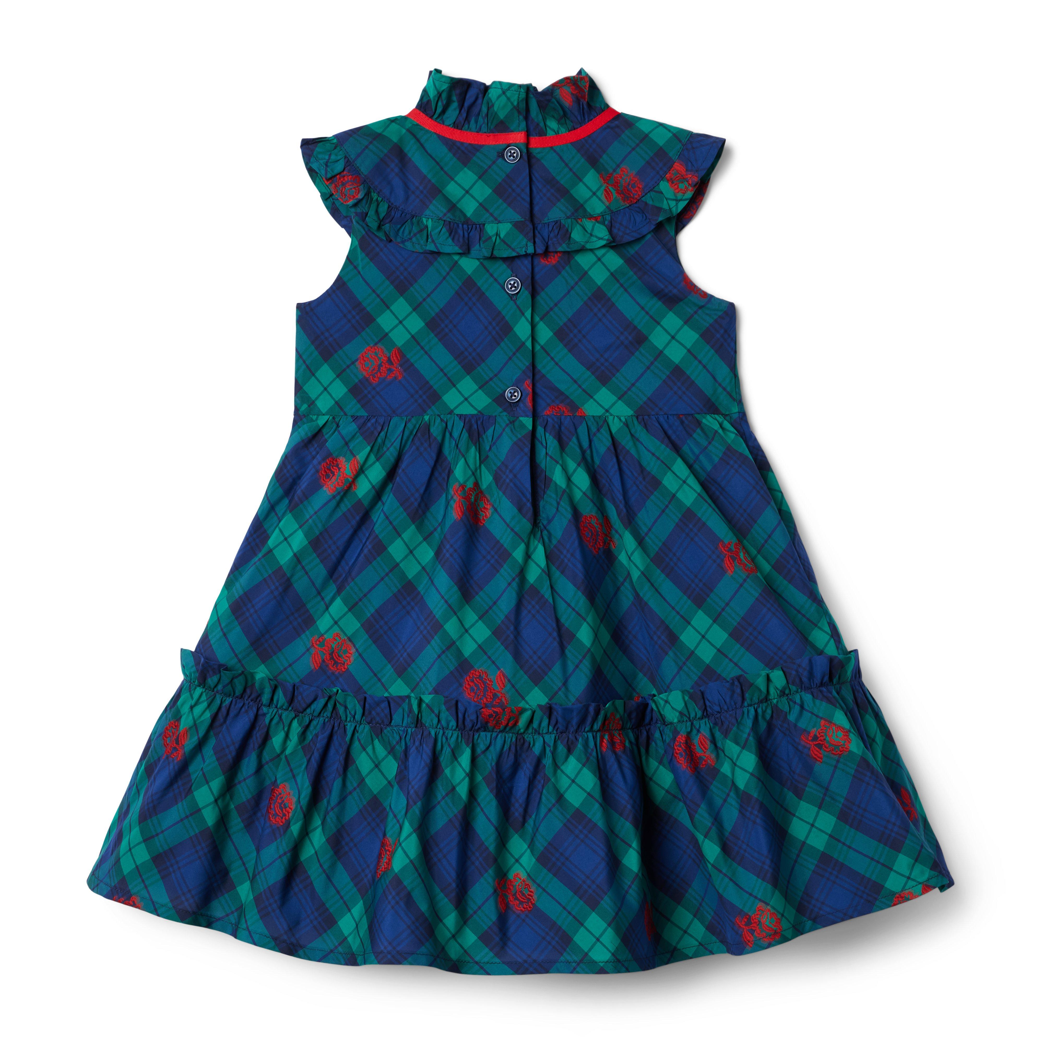 Plaid Embroidered Rose Dress image number 1