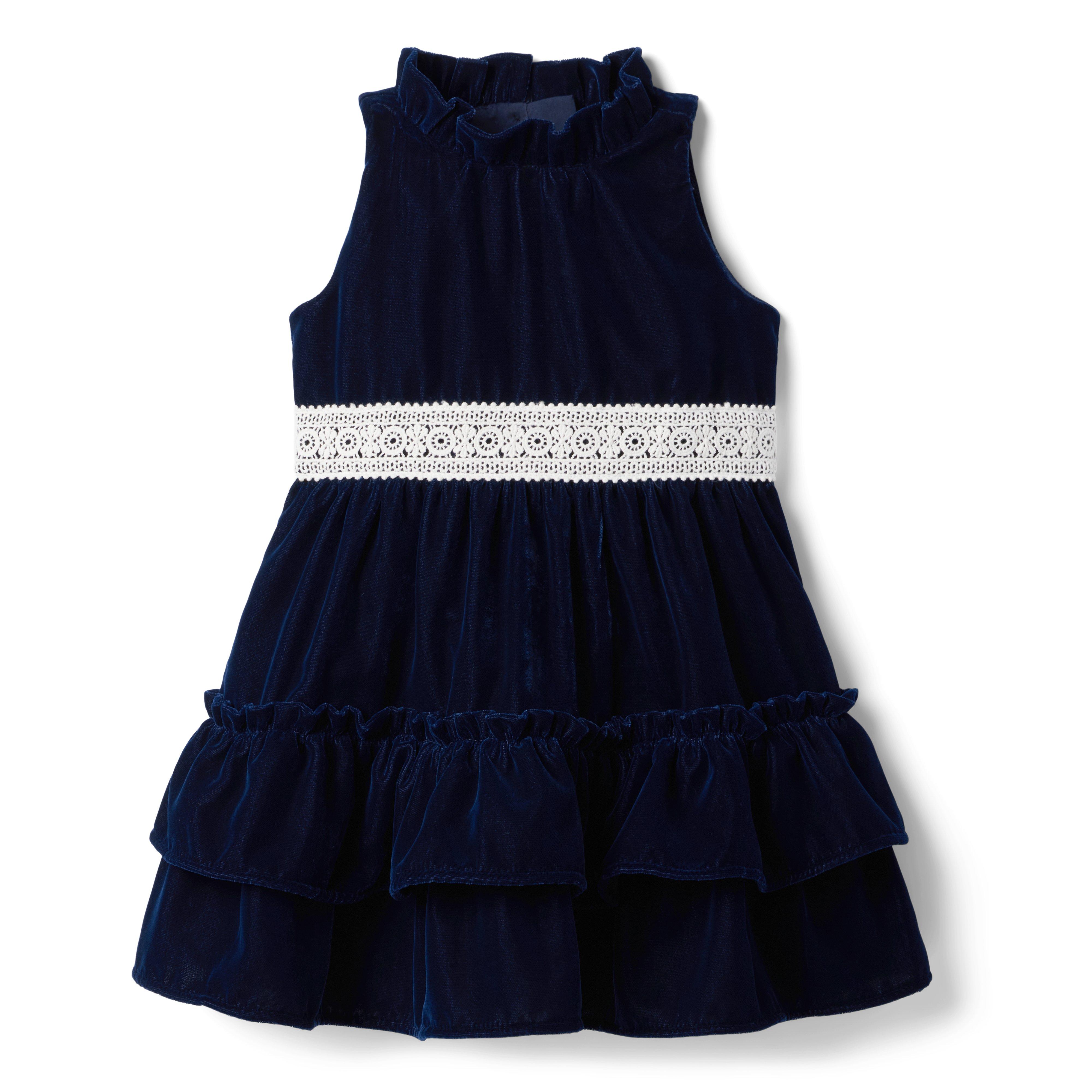 Velvet Crochet Ruffle Dress image number 0