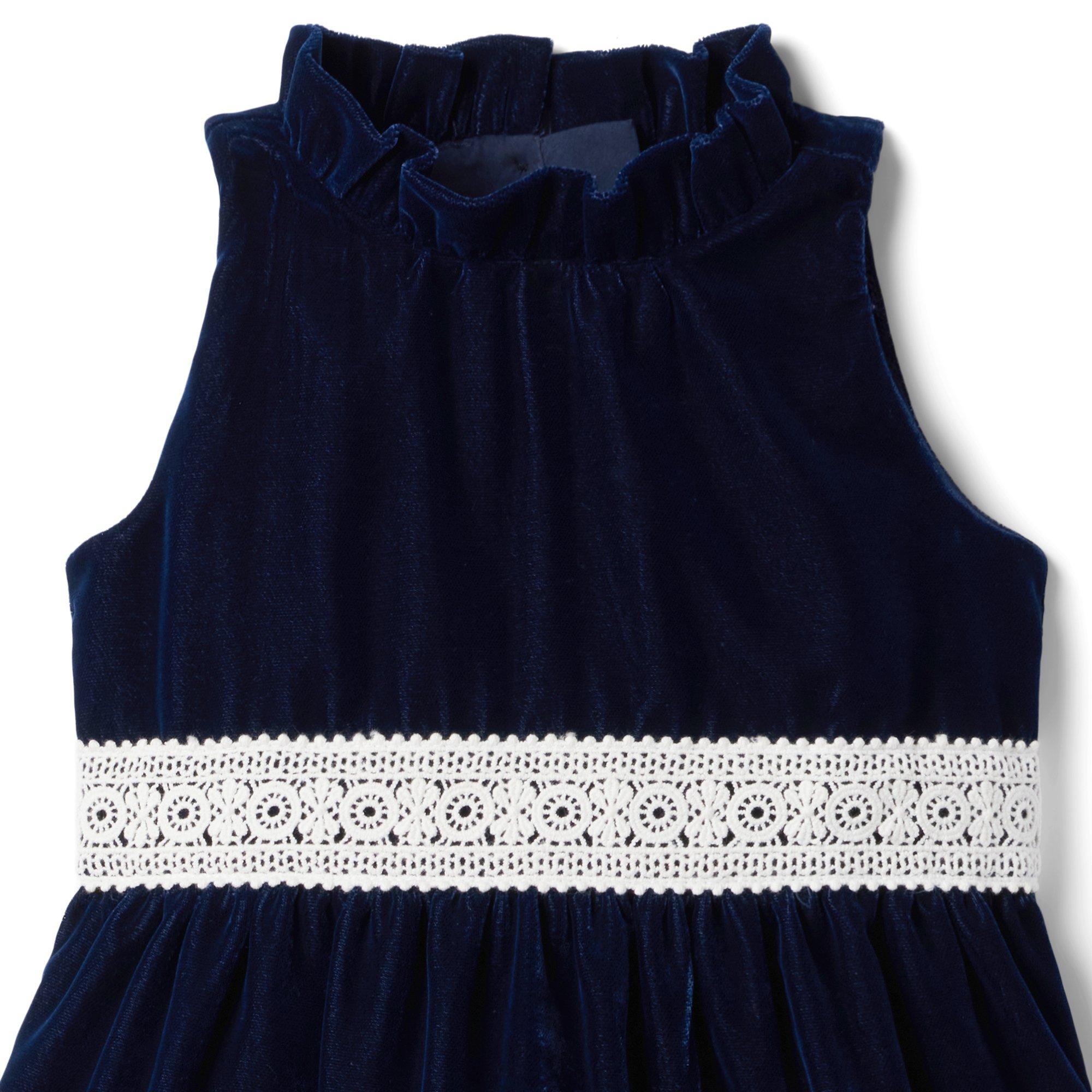 Velvet Crochet Ruffle Dress image number 2