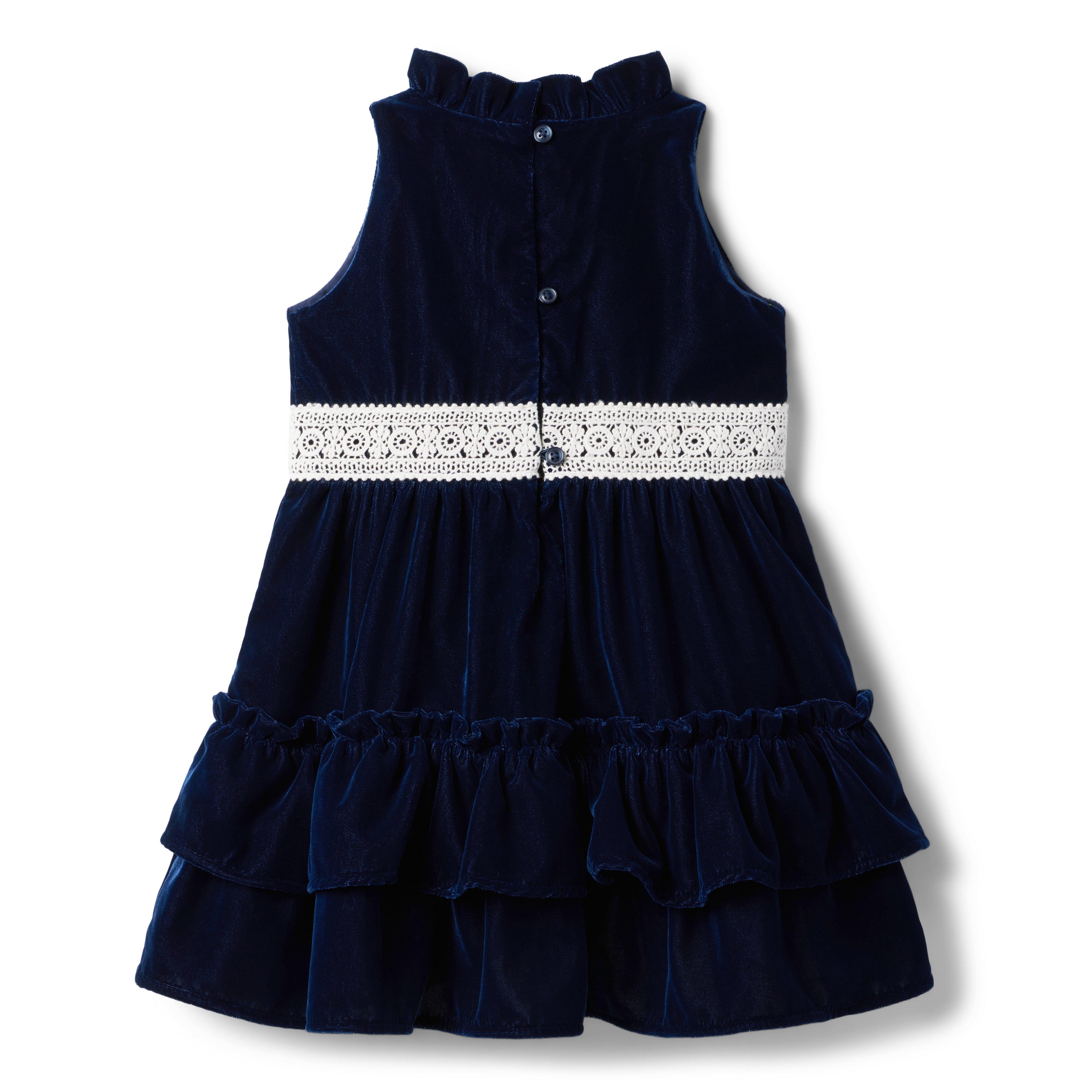 Velvet Crochet Ruffle Dress image number 1